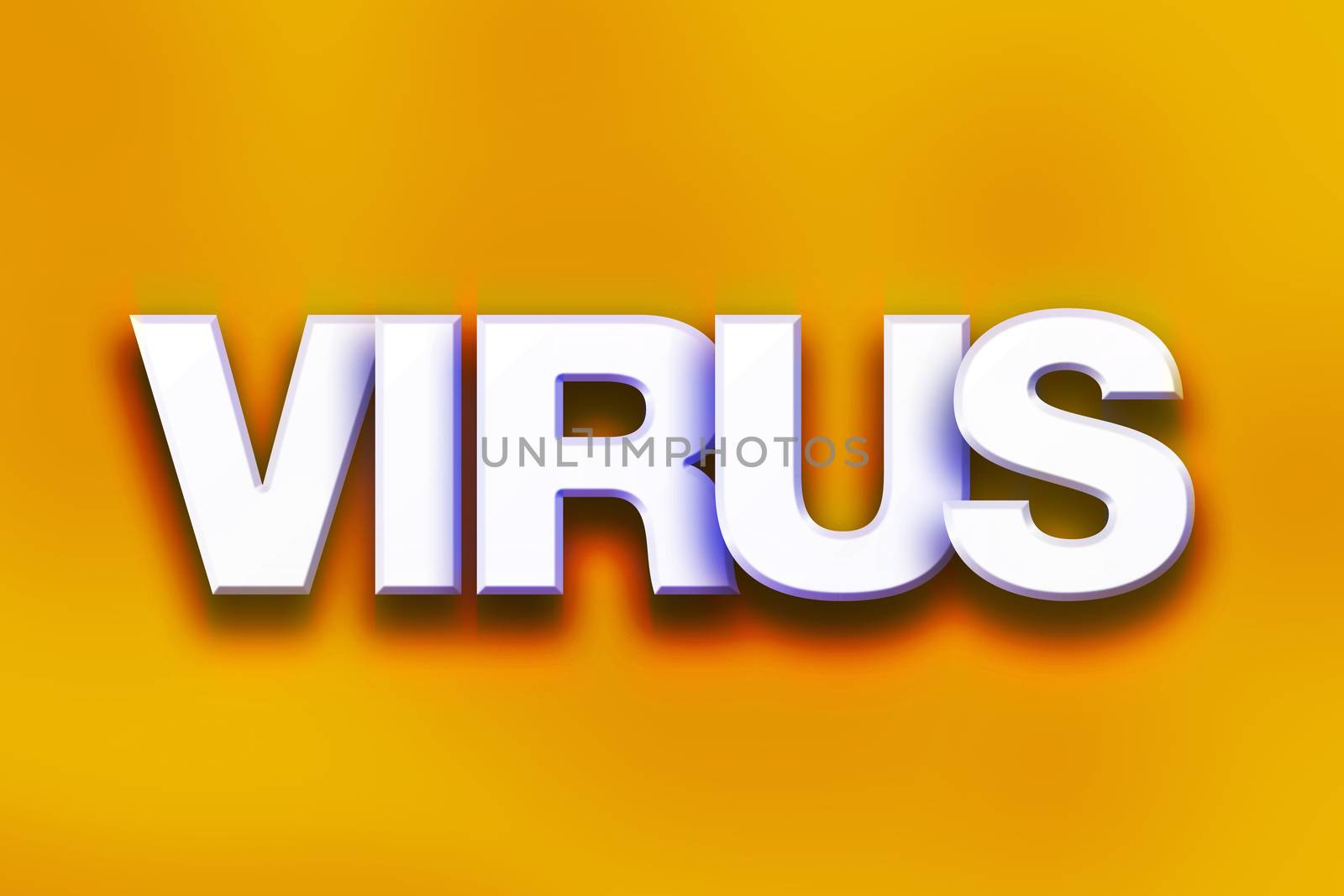 The word "Virus" written in white 3D letters on a colorful background concept and theme.