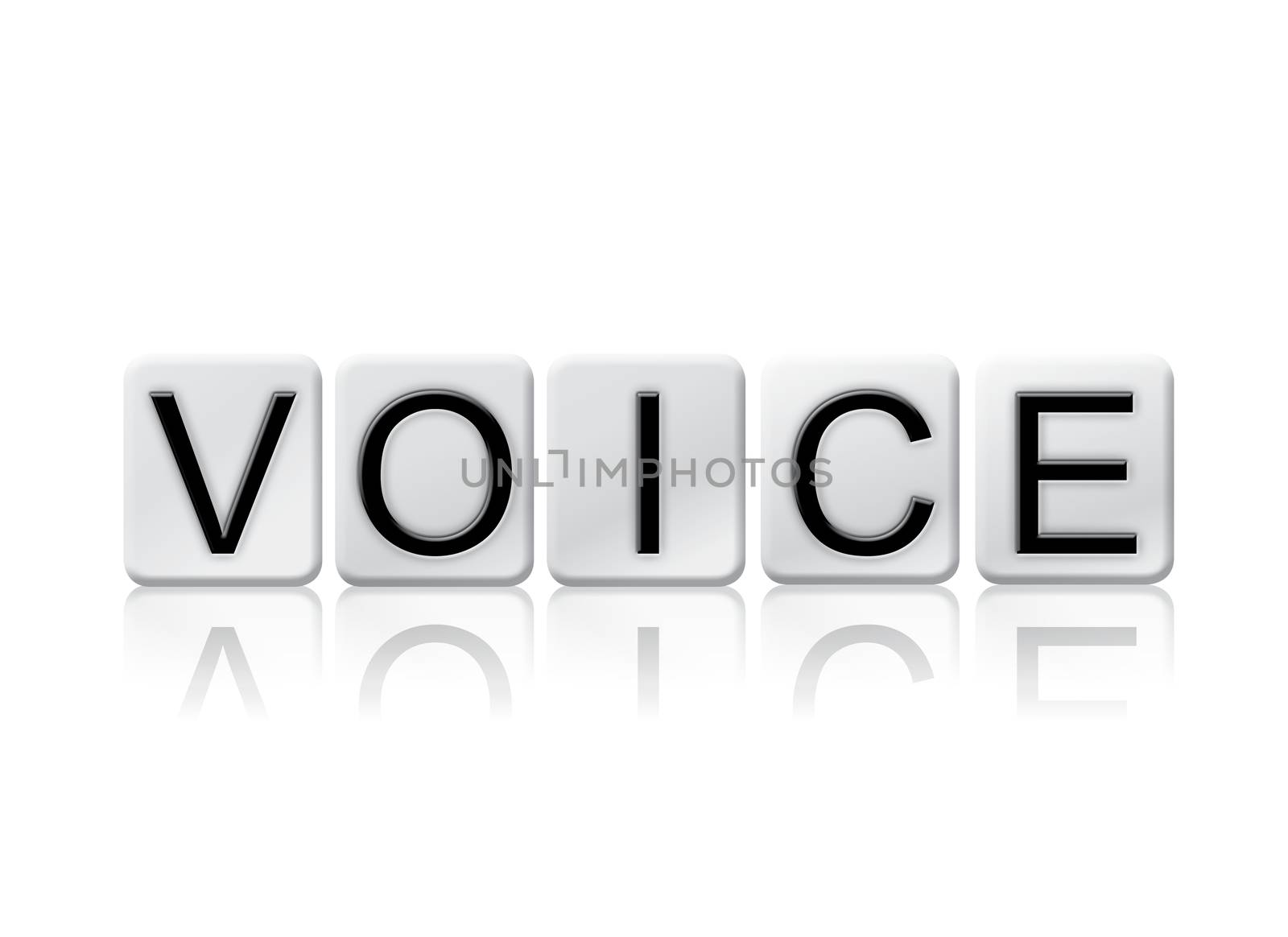 The word "Voice" written in tile letters isolated on a white background.