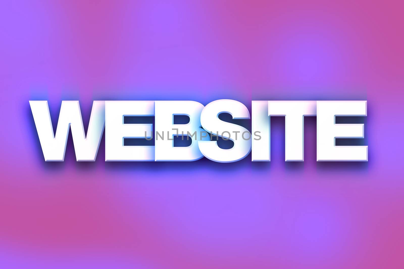 The word "Website" written in white 3D letters on a colorful background concept and theme.