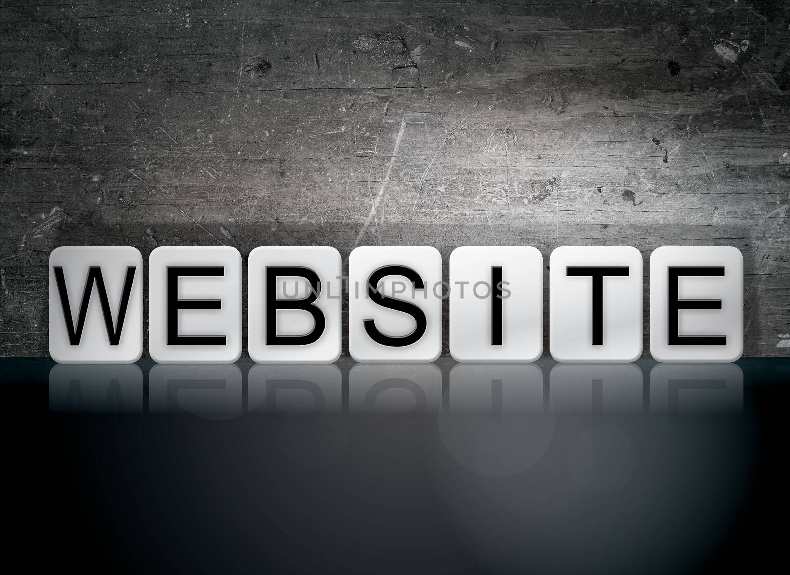 The word "Website" written in white tiles against a dark vintage grunge background.