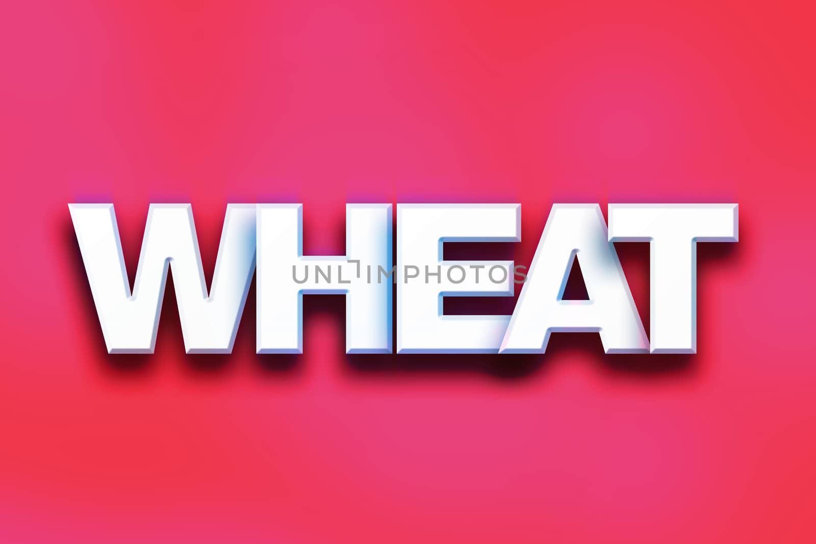 The word "Wheat" written in white 3D letters on a colorful background concept and theme.