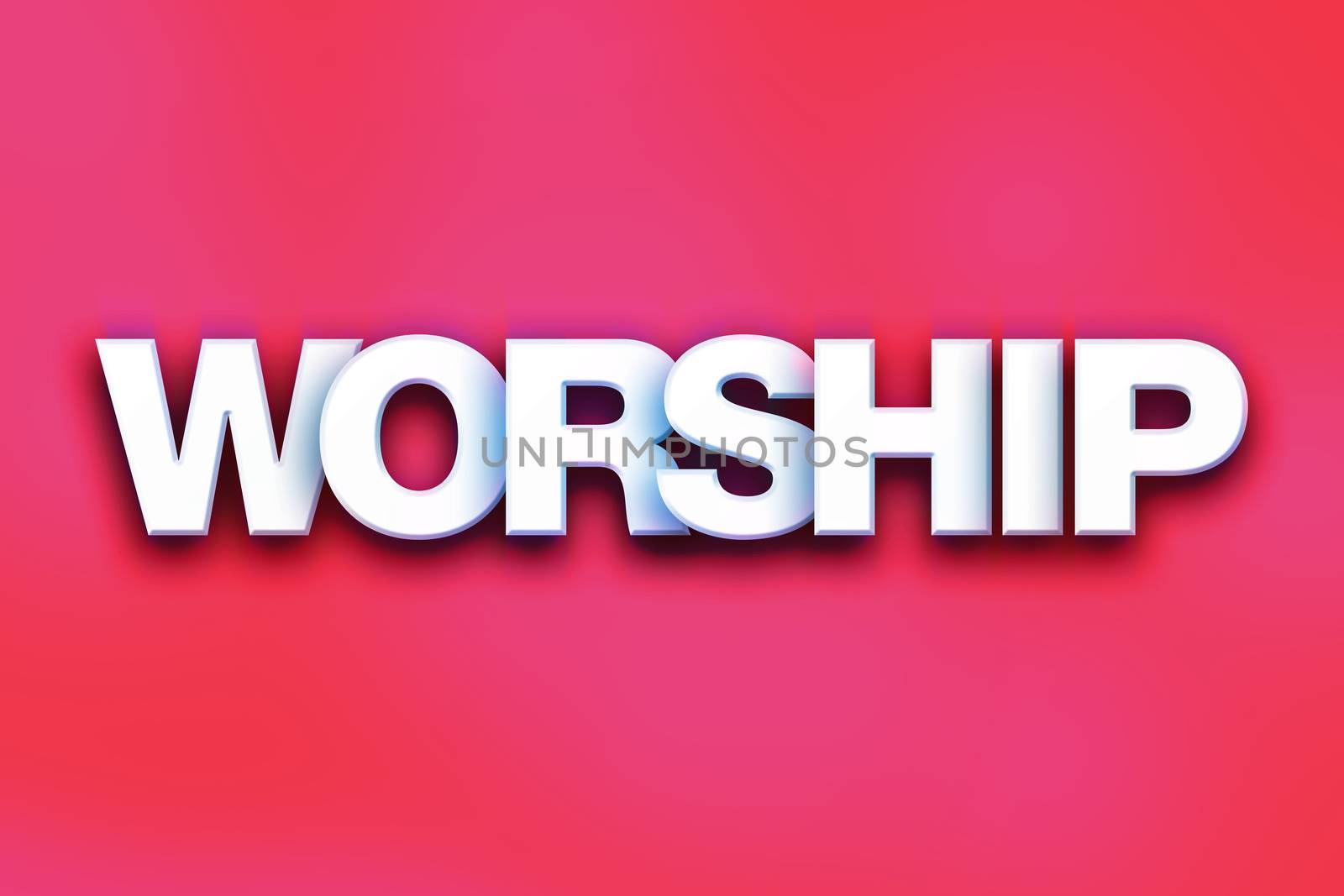 The word "Worship" written in white 3D letters on a colorful background concept and theme.