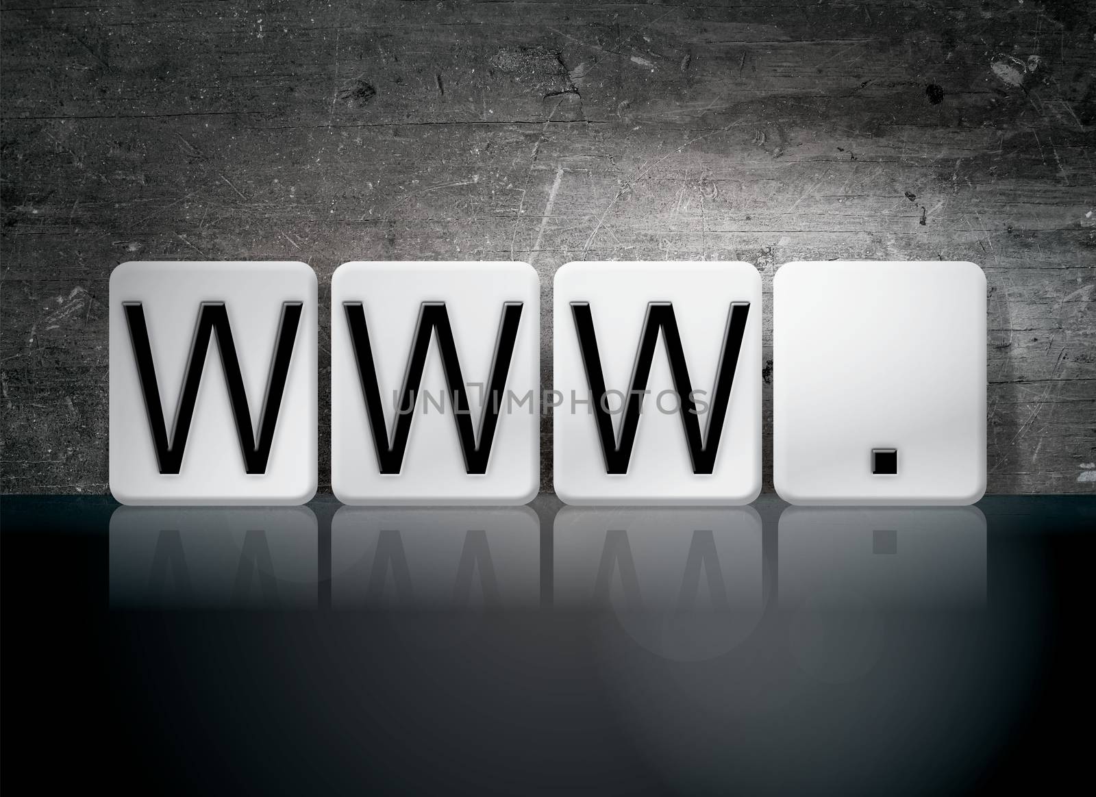 The word "www." written in white tiles against a dark vintage grunge background.