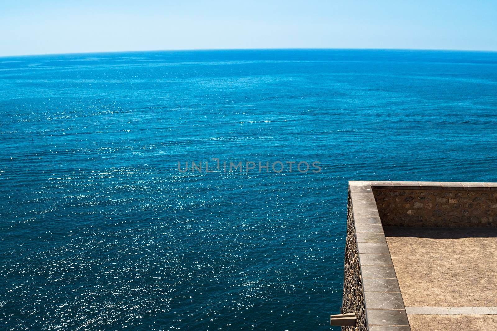Terrace to contemplate the sea. Horizontal image.
