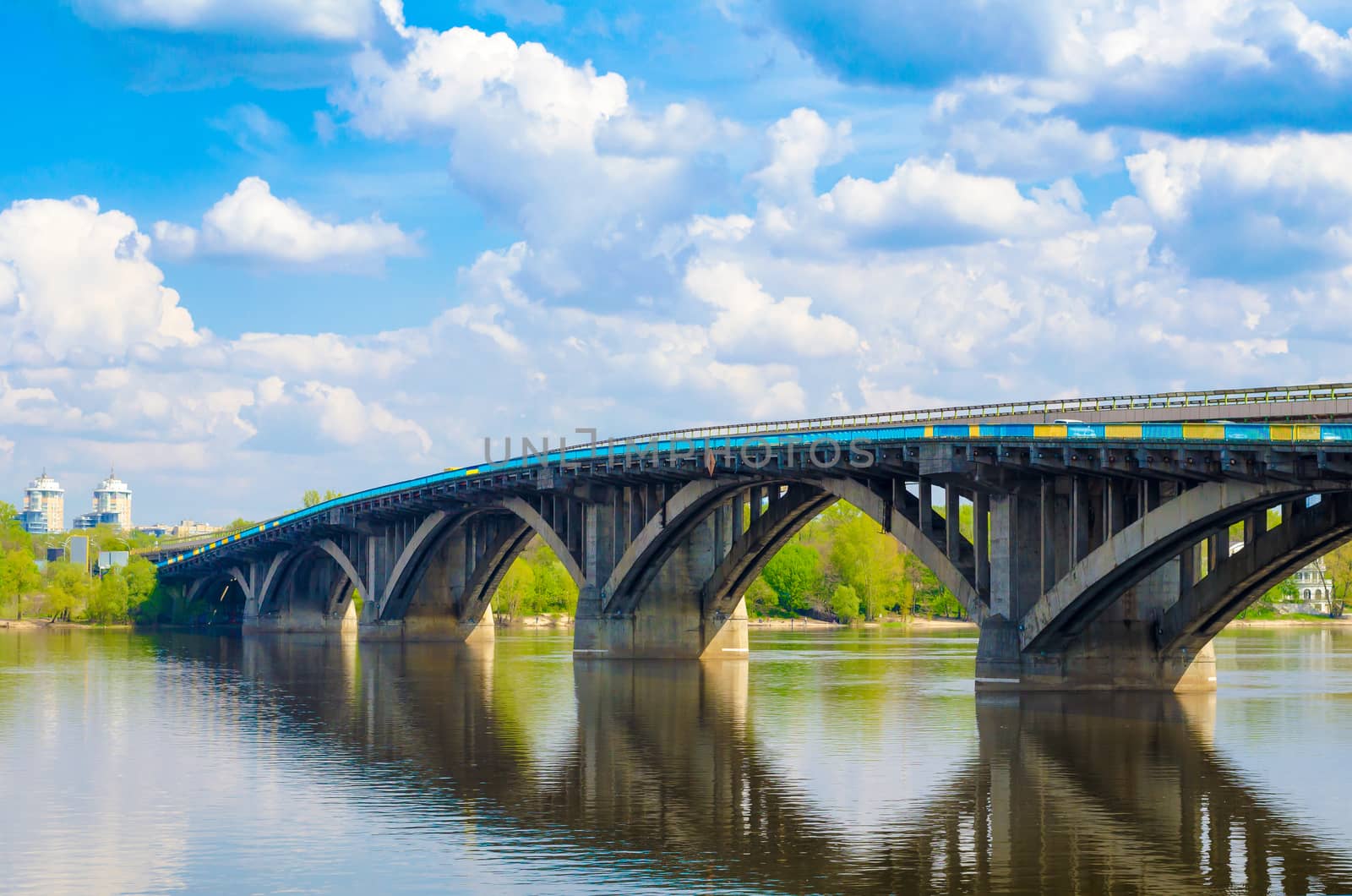 Metro bridge in sunny day Kiev Ukraine 