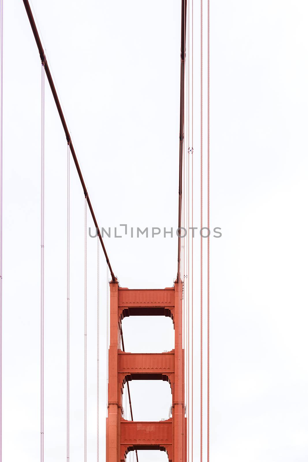 Isolated Golden Gate Bridge pillar on white background