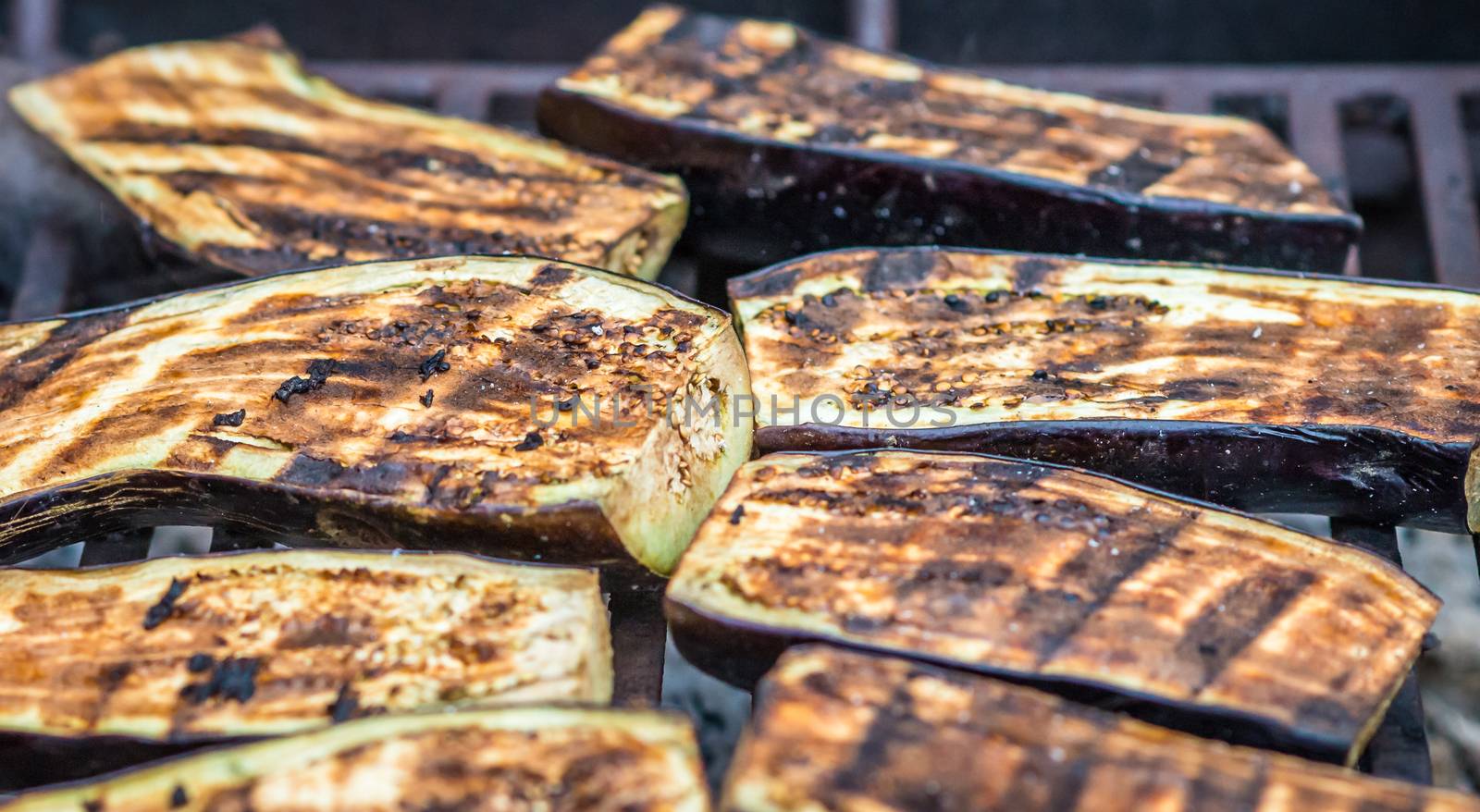 organic eggplant prepared on the grill. Grilled vegetables