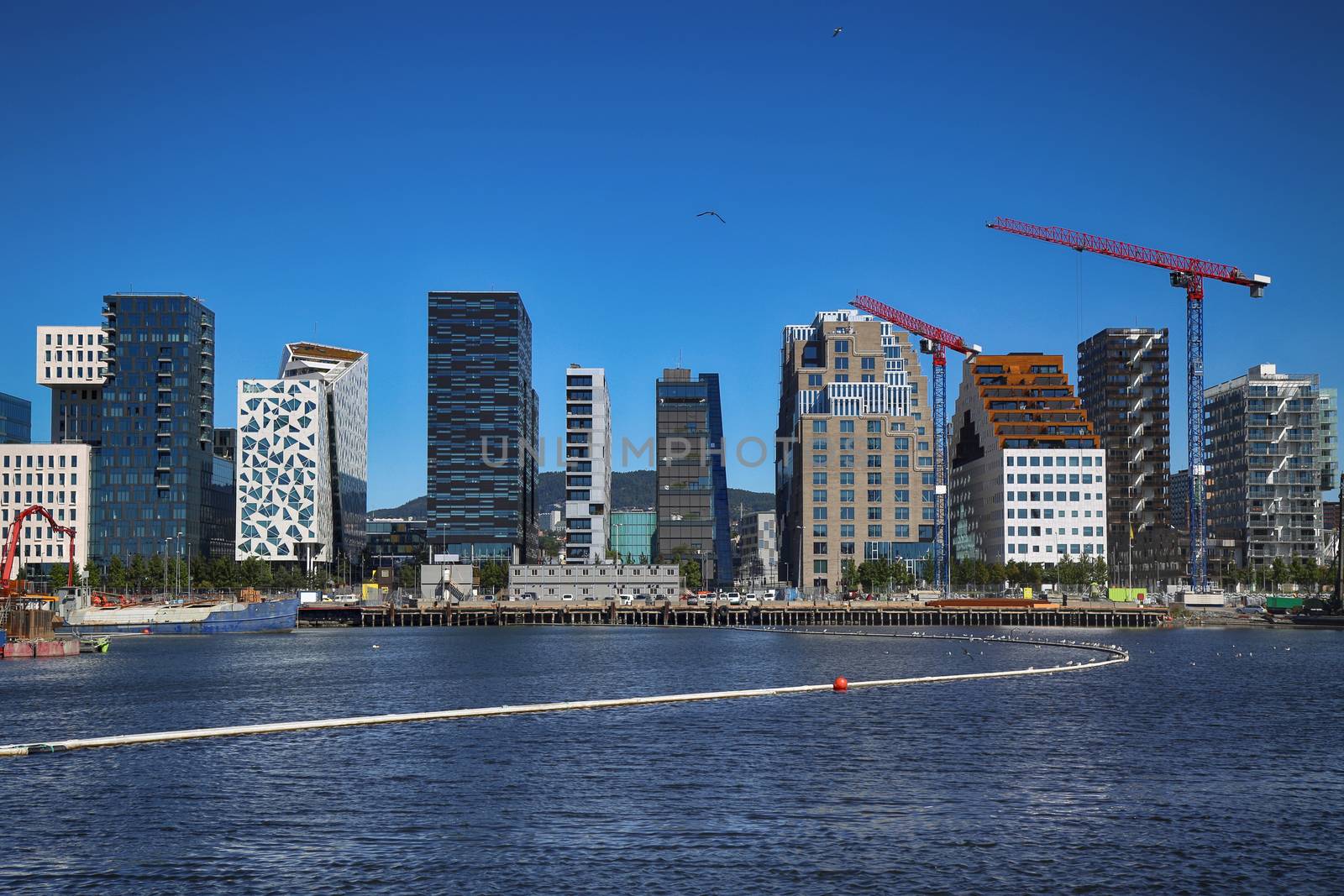 Panoramic View Of Modern buildings in Oslo, Norway  by vladacanon