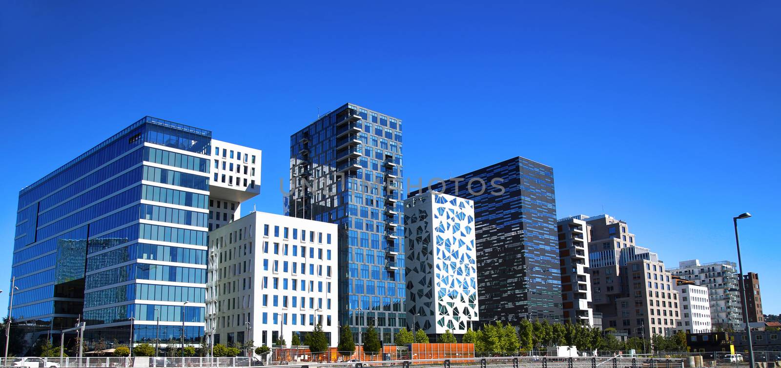 Panoramic View Of Modern buildings in Oslo, Norway 