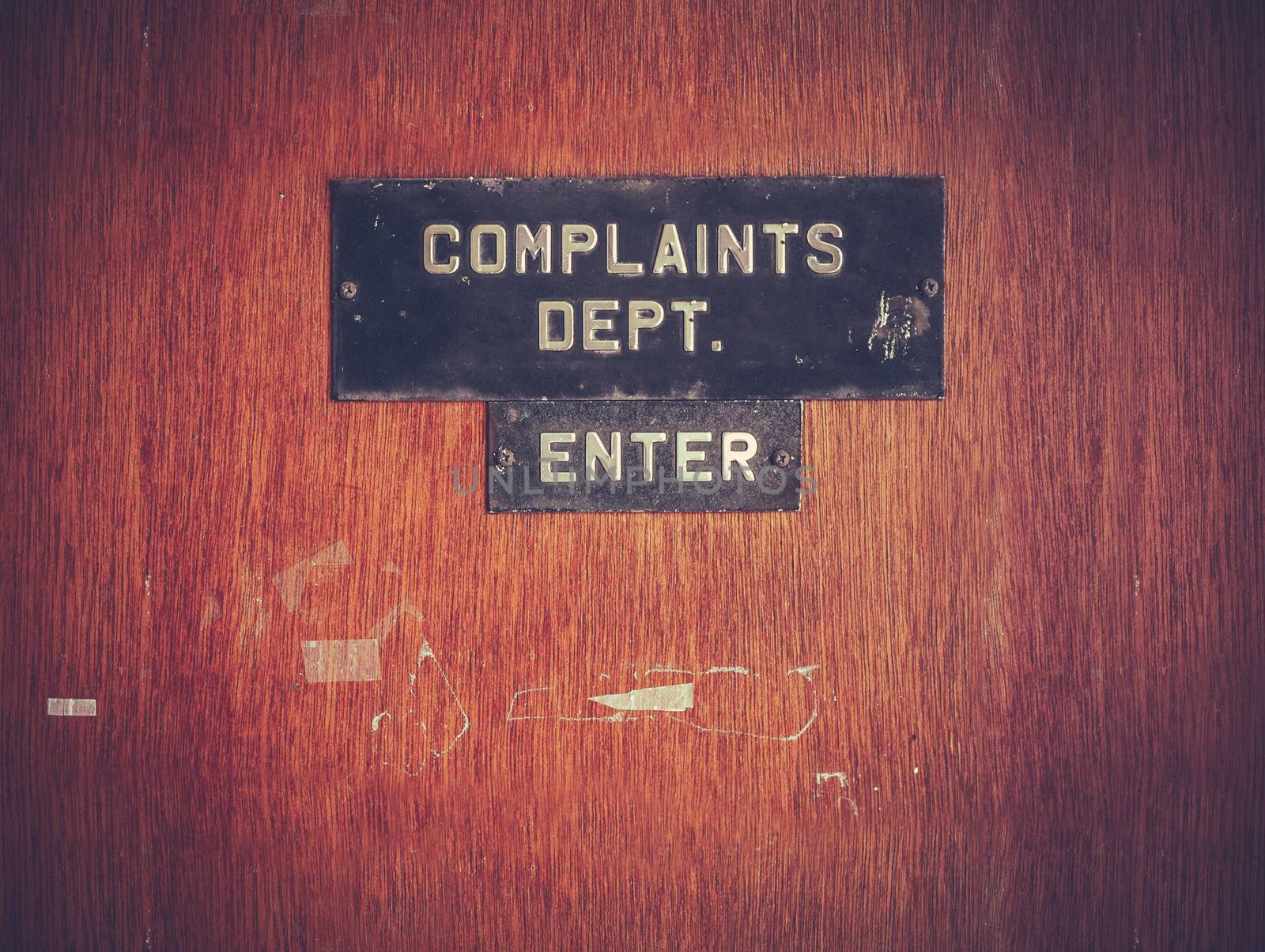 Retro Grunge Complaints Dept Door by mrdoomits