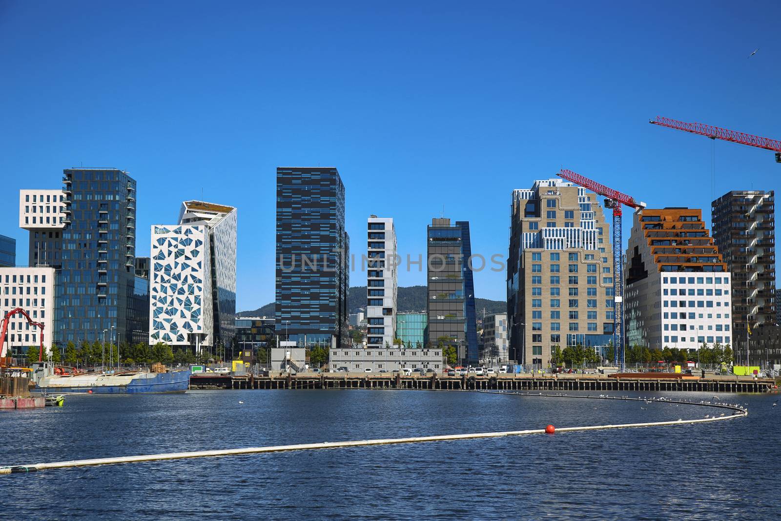 Panoramic View Of Modern buildings in Oslo, Norway 