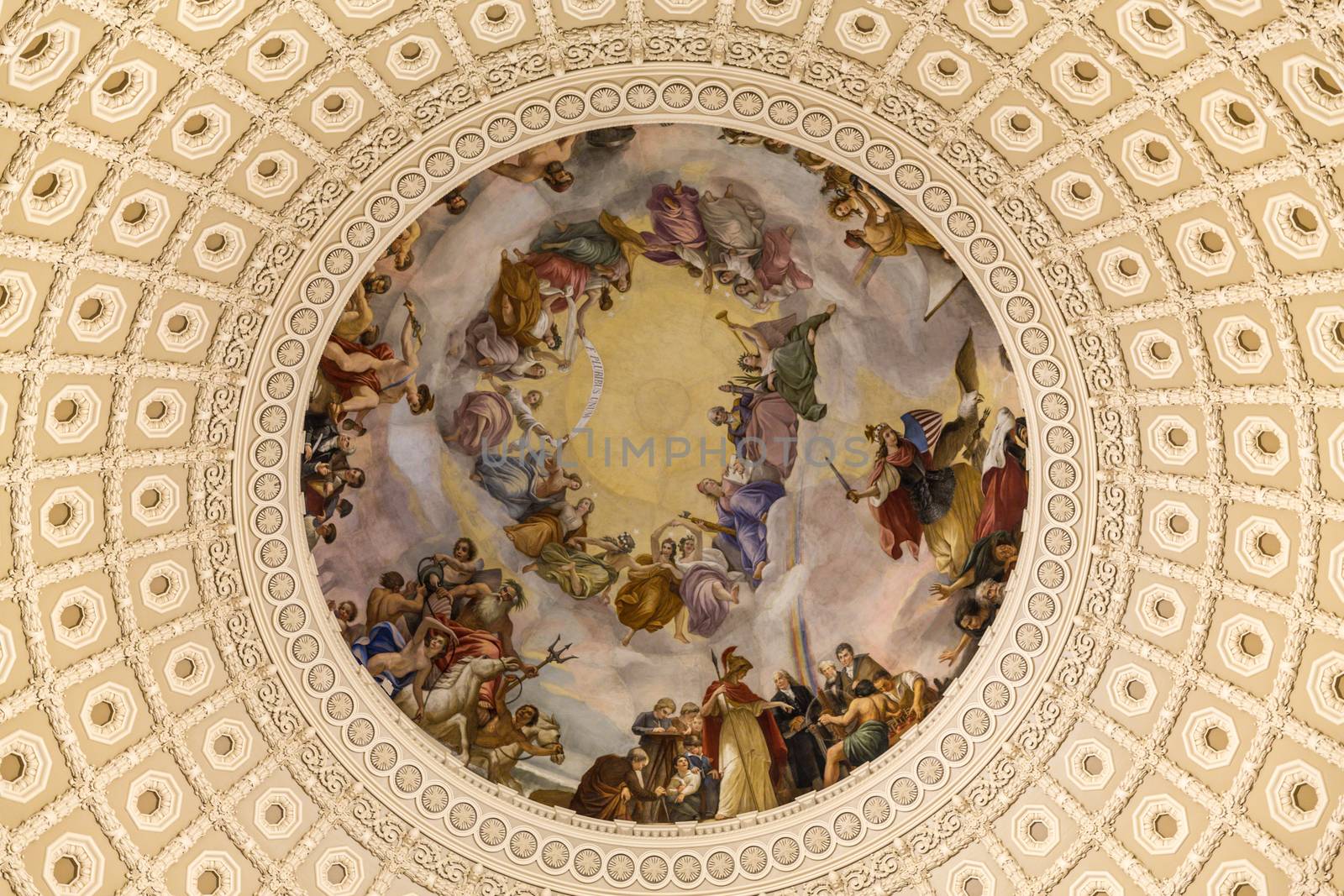The very top of the Rotunda or Dome of the Capitol Building by chrisukphoto