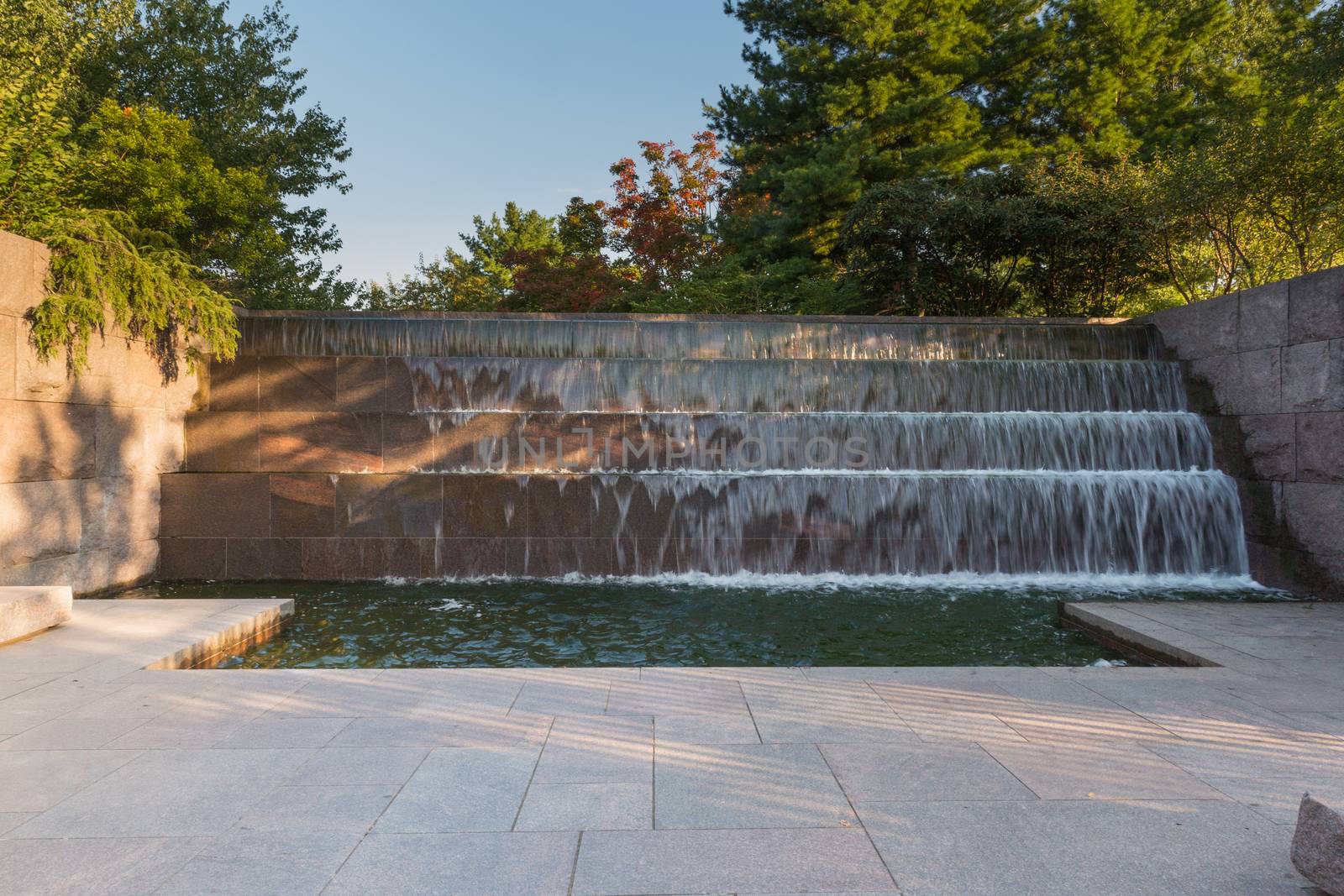 Waterfall in the FDR Memorial in Washington DC
