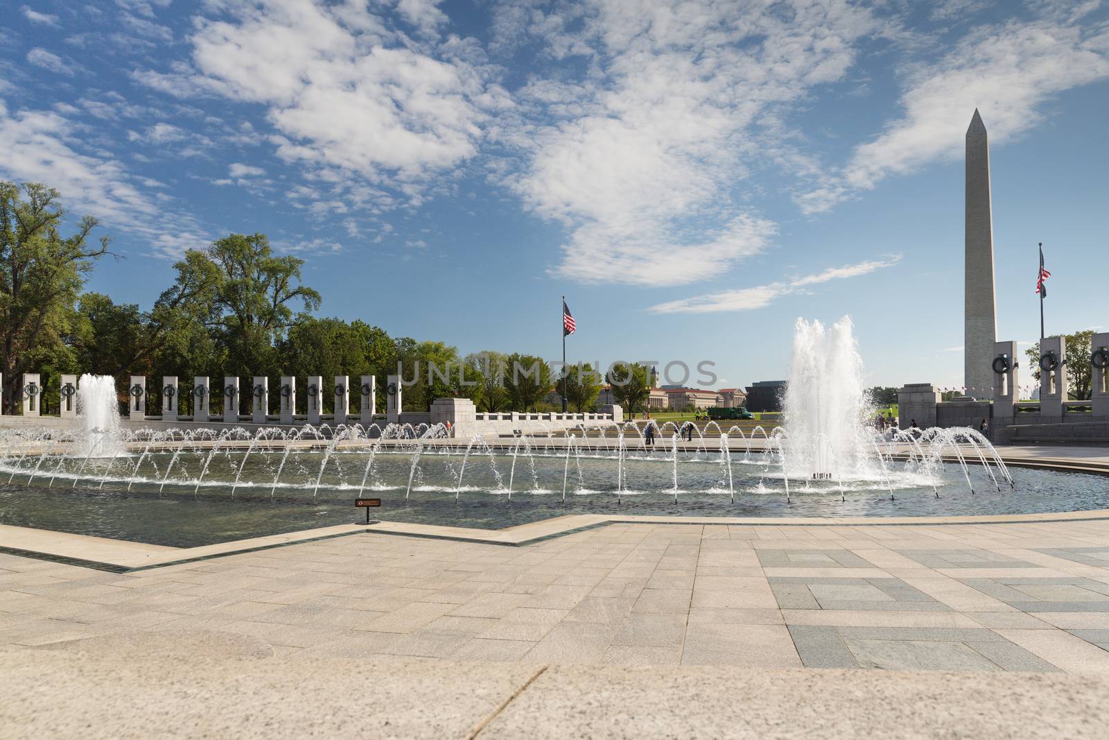 WWII Memorial with the Washington Monument by chrisukphoto