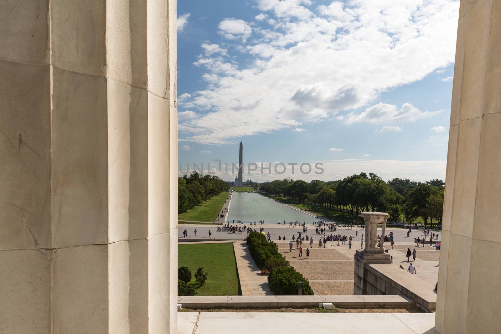 The view through the columns of the Lincoln Memorial by chrisukphoto