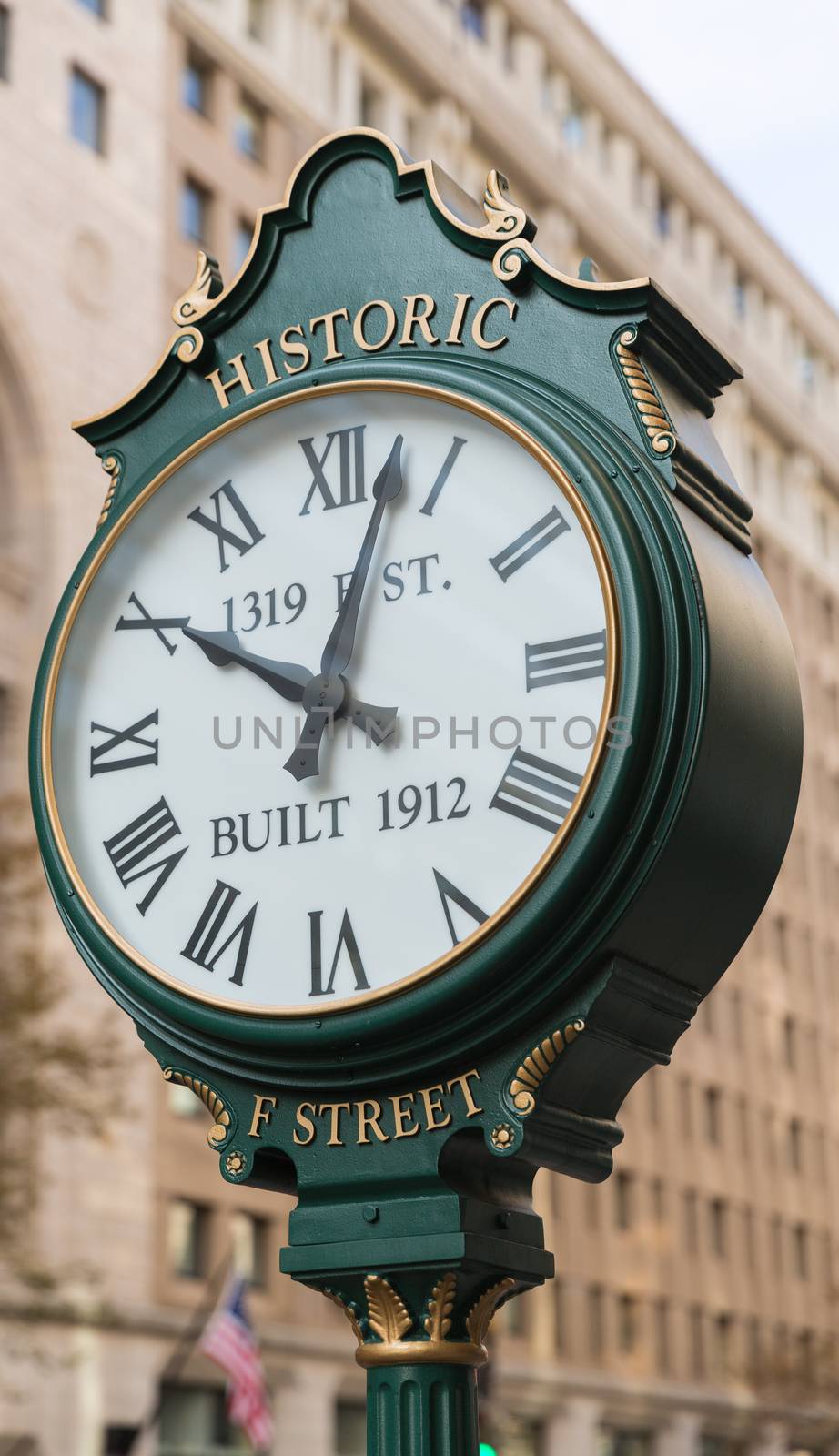 Historic F Street Clock in Washington DC by chrisukphoto
