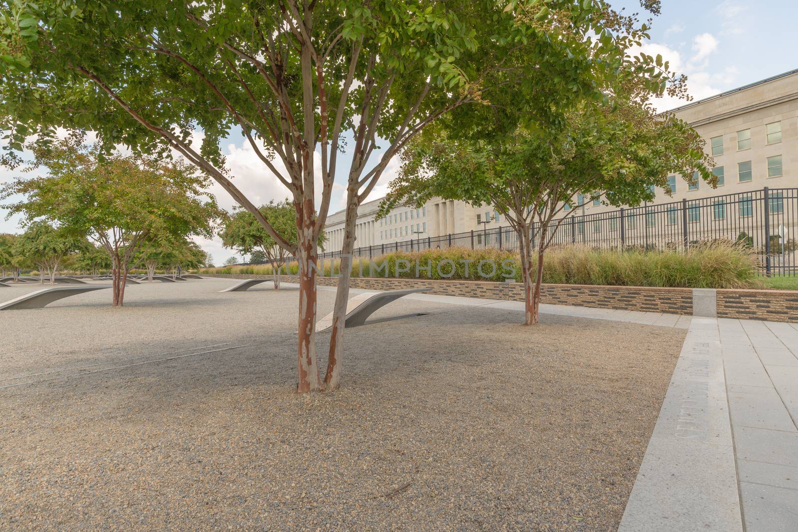 The Pentagon Memorial in Washington DC - no names on display by chrisukphoto