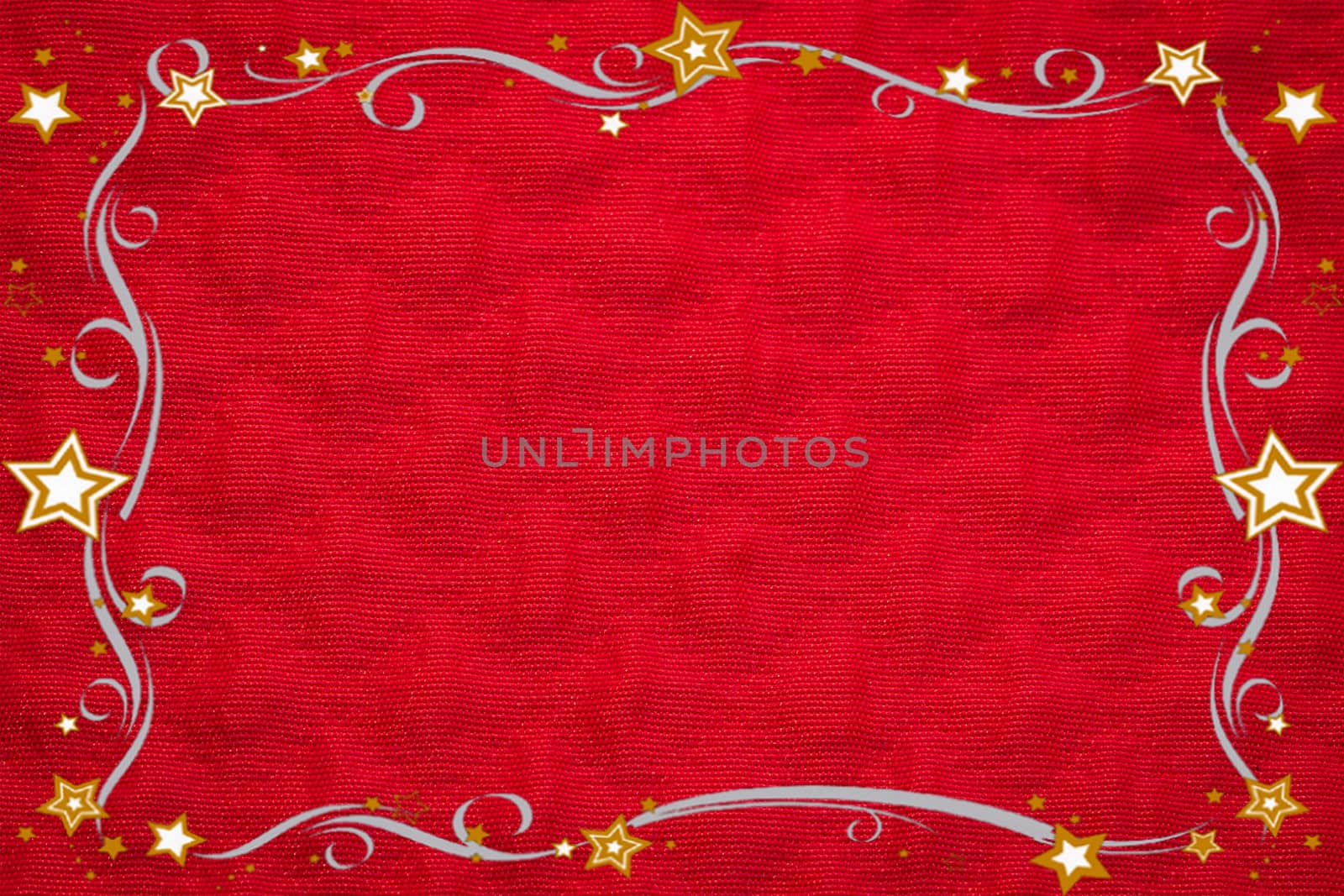 Rustic canvas fabric texture in red color  with Christmas border