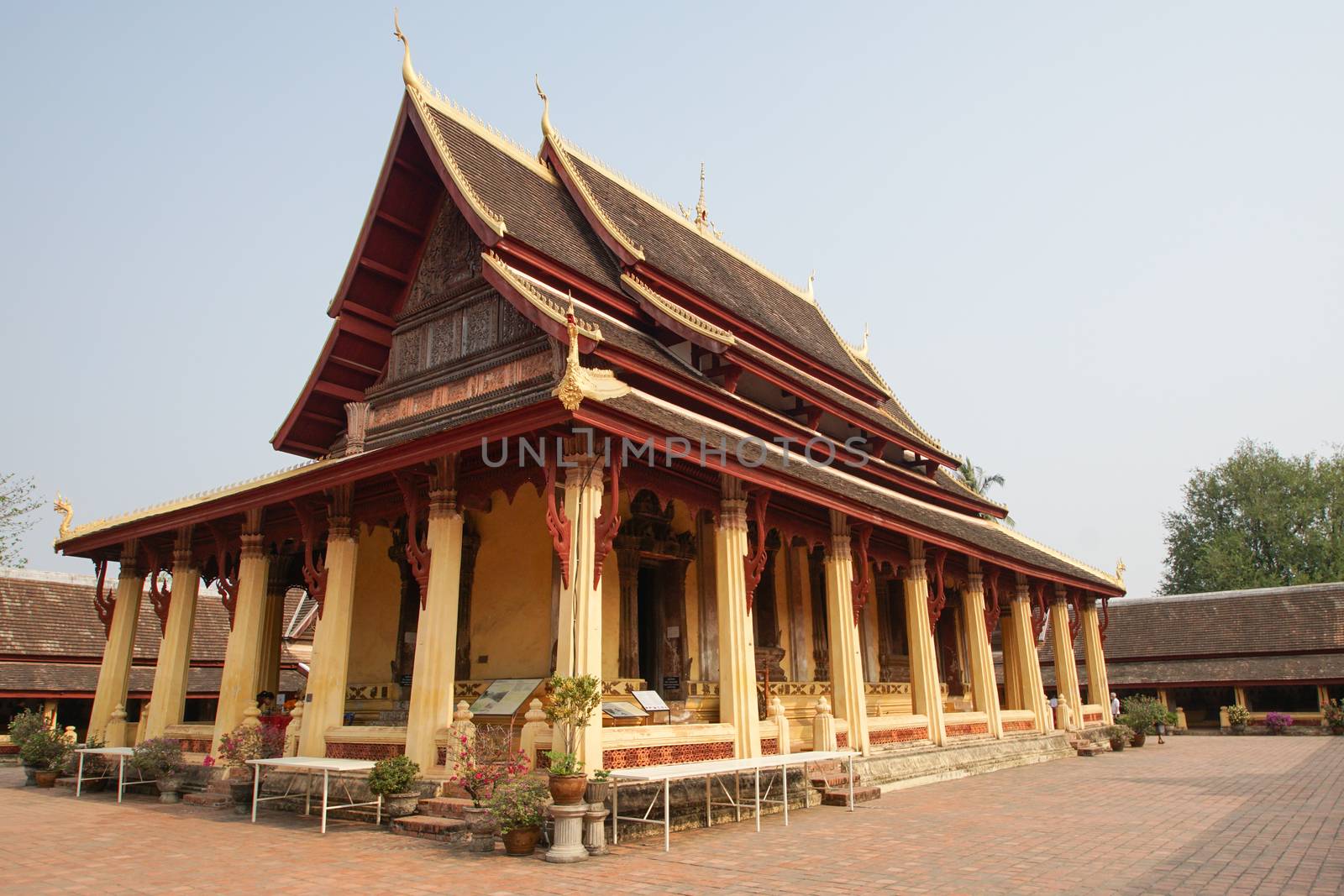VIENTIANE, LAOS - FEBRUARY 20, 2016:  Wat Si Saket, one of the sights in Vientiane on February 20, 2016 in Laos, Asia