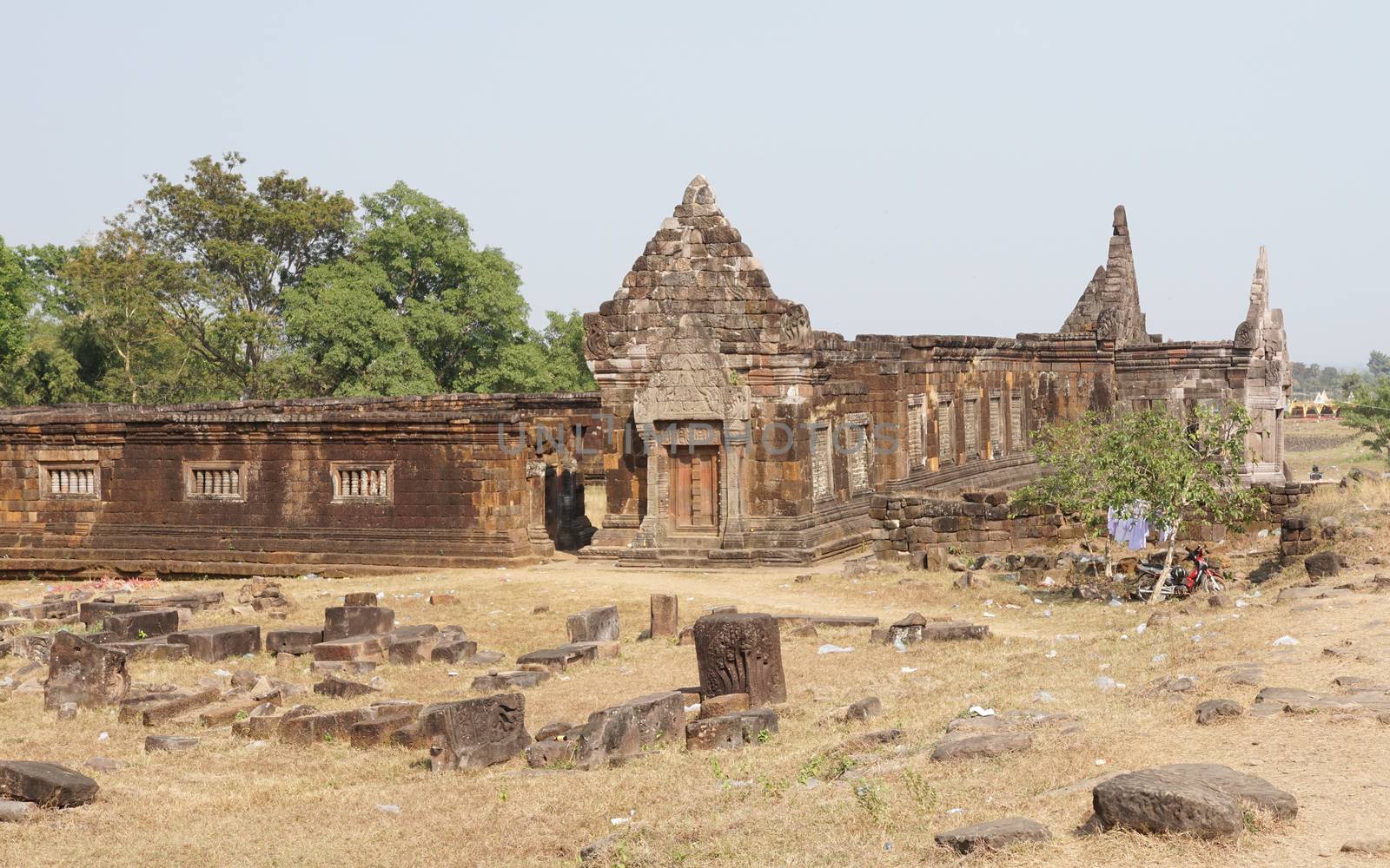 WAT PHU CHAMPASAK, LAOS - FEBRUARY 22, 2016: Temple Wat Phu Champasak, historical site and sights of Laos on February 22, 2016 in Laos, Asia