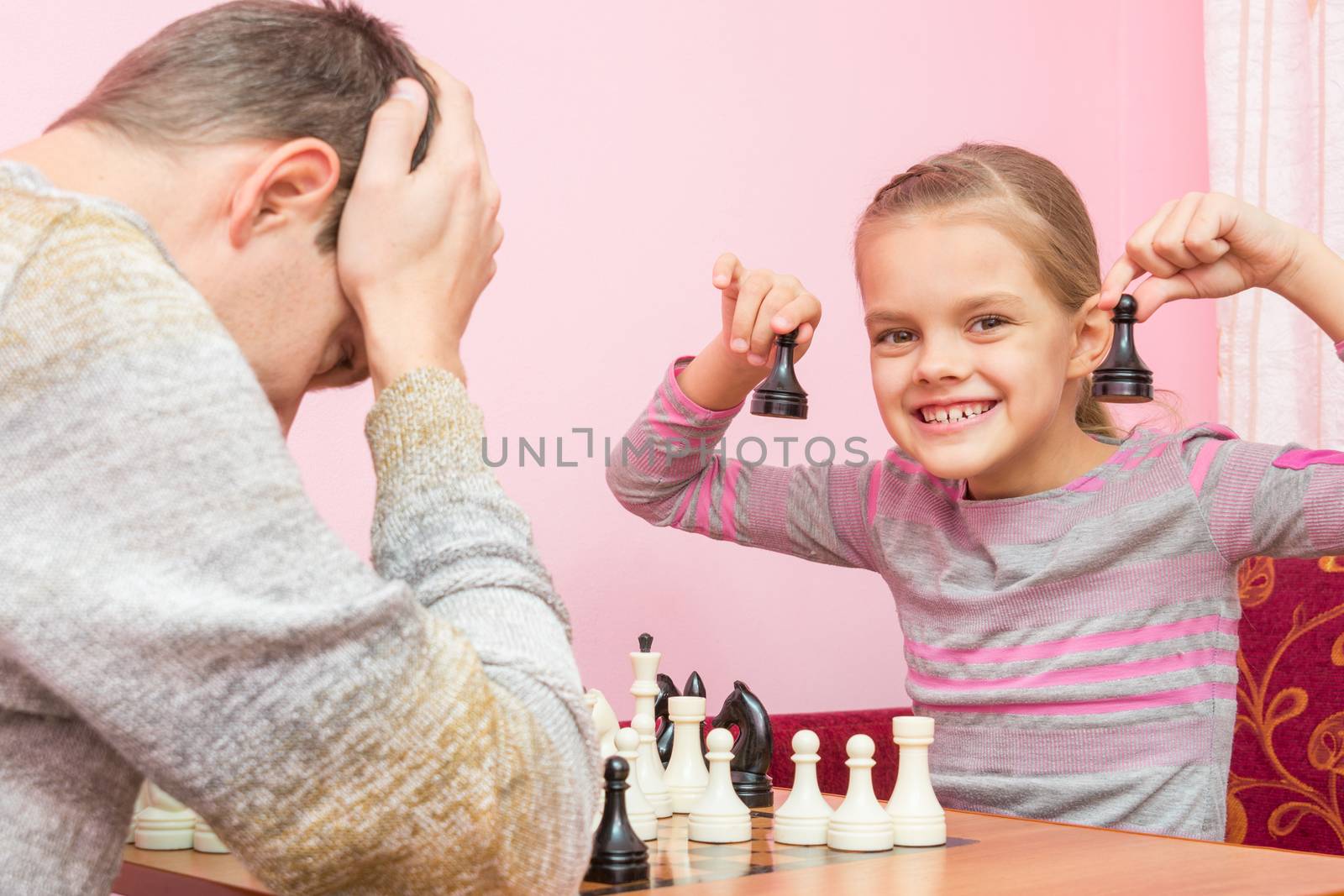 My daughter is happy that the Pope played two pawns and win in chess