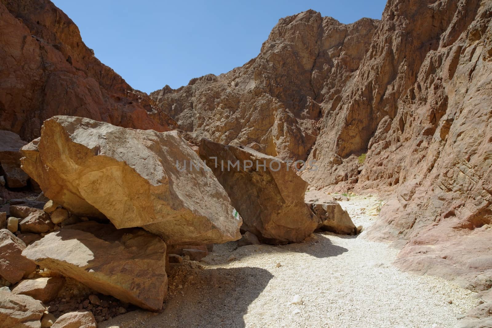 Scenic boulders in the desert canyon, Israel by slavapolo