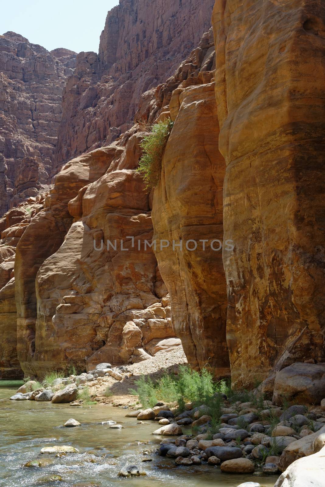 Scenic cliffs of Wadi Mujib creek in Jordan by slavapolo