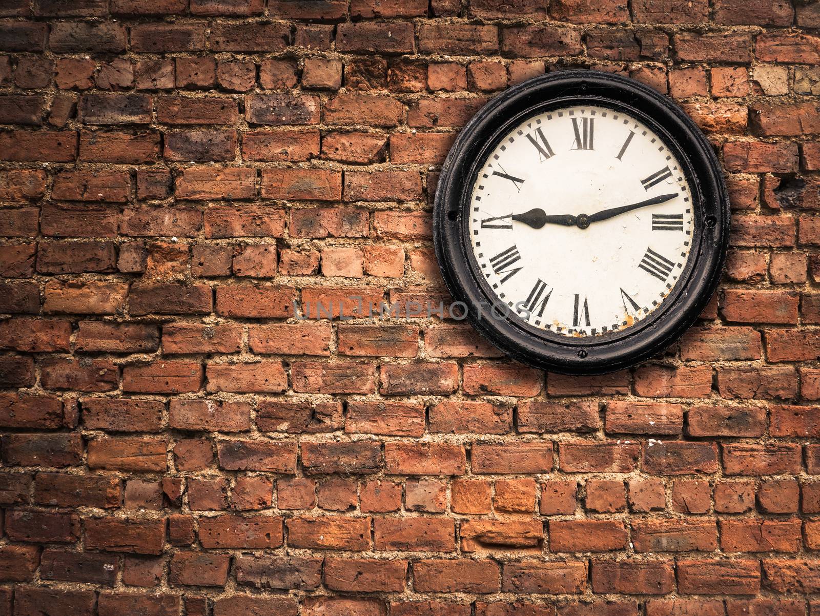 Station Clock On A Red Brick Wall by mrdoomits