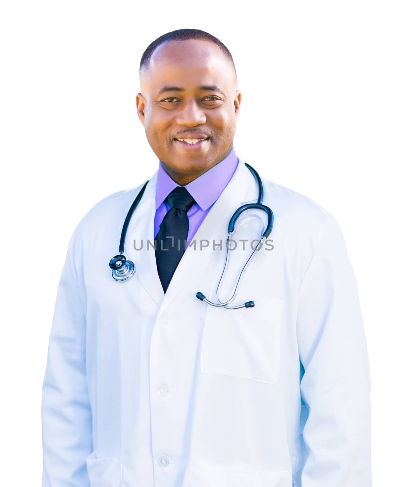 African American Male Doctor Isolated on a White Background by Feverpitched