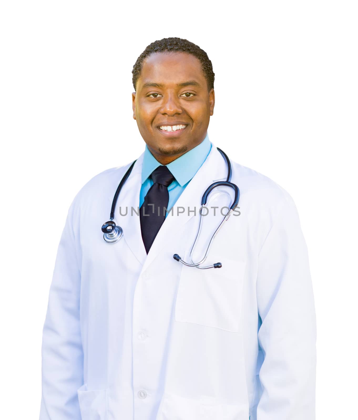 African American Male Doctor Isolated on a White Background by Feverpitched