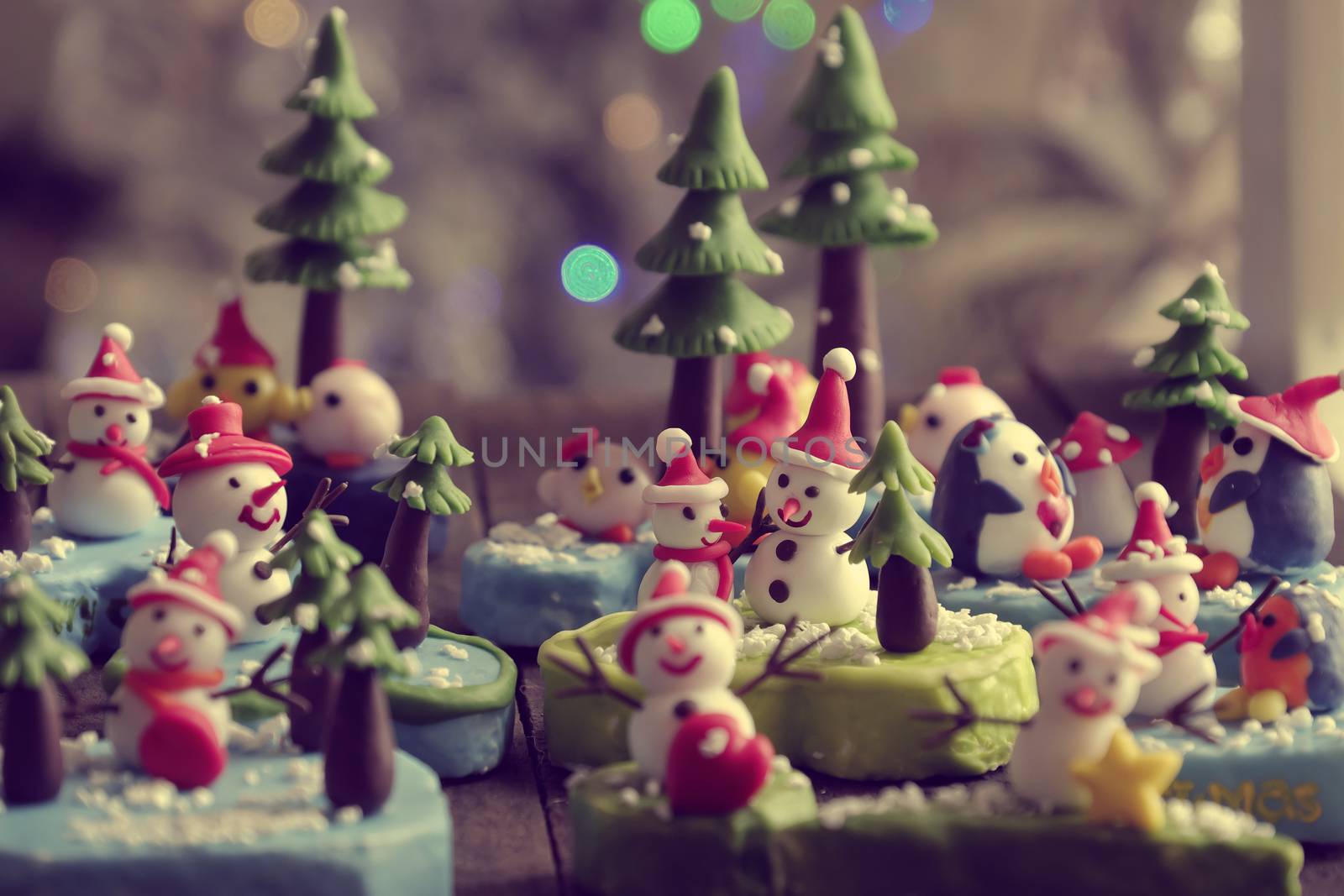 Merry Christmas background with Xmas ornament from clay by xuanhuongho
