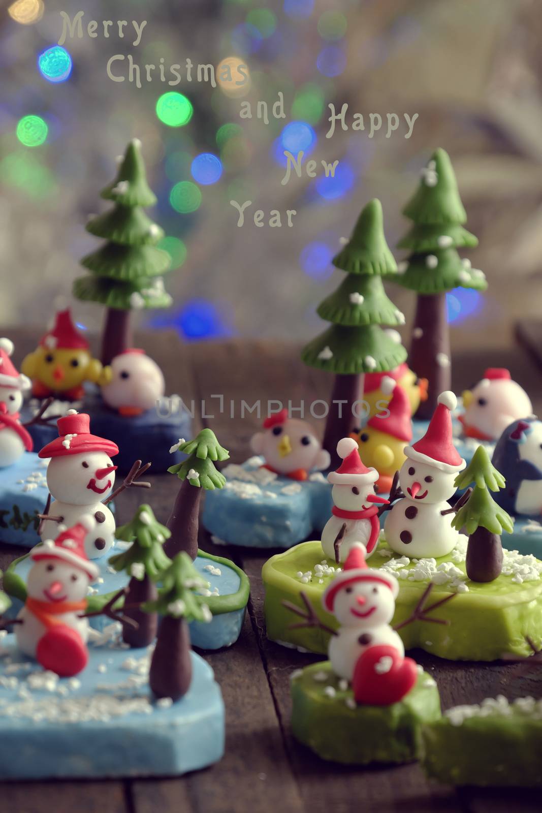 Merry Christmas background with Xmas ornament from clay by xuanhuongho