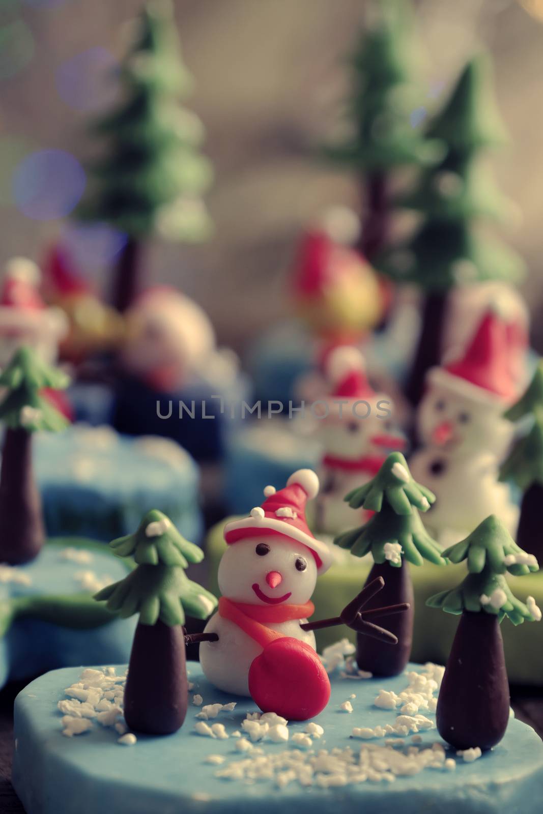 Merry Christmas background with Xmas ornament from clay by xuanhuongho