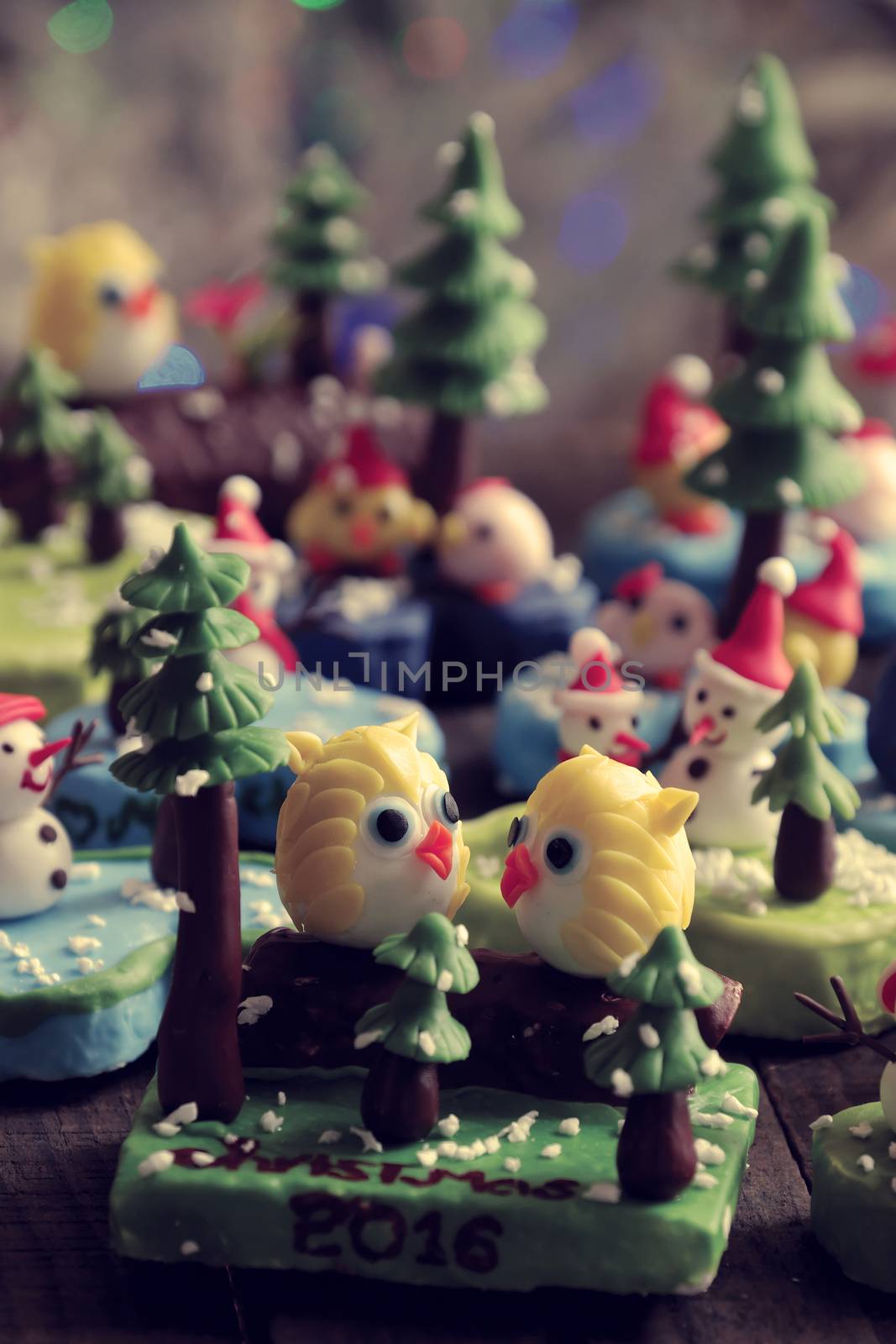 Merry Christmas background with Xmas ornament from clay by xuanhuongho