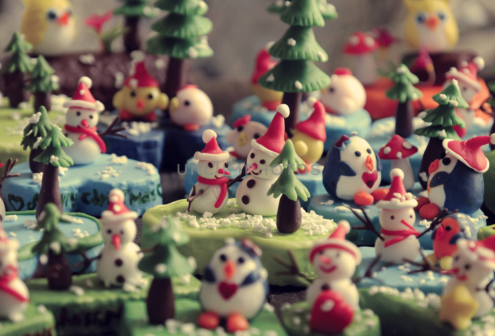 Merry Christmas background with Xmas ornament from clay by xuanhuongho
