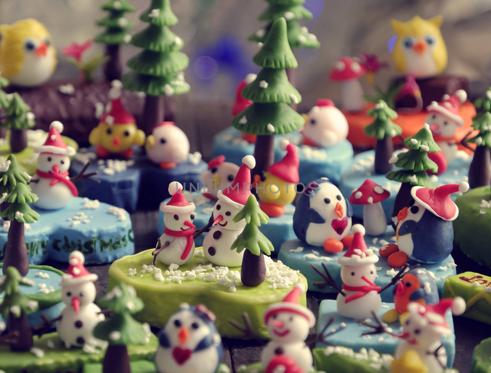 Merry Christmas background with Xmas ornament from clay by xuanhuongho