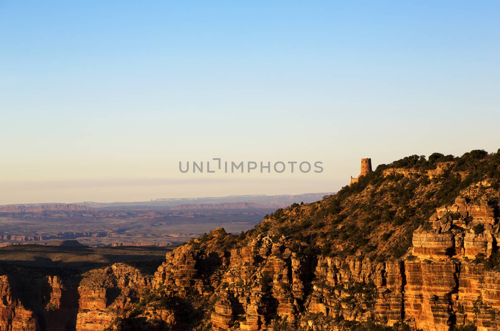 Grand Canyon Watchtower Viewed from Navajo Point by fmcginn