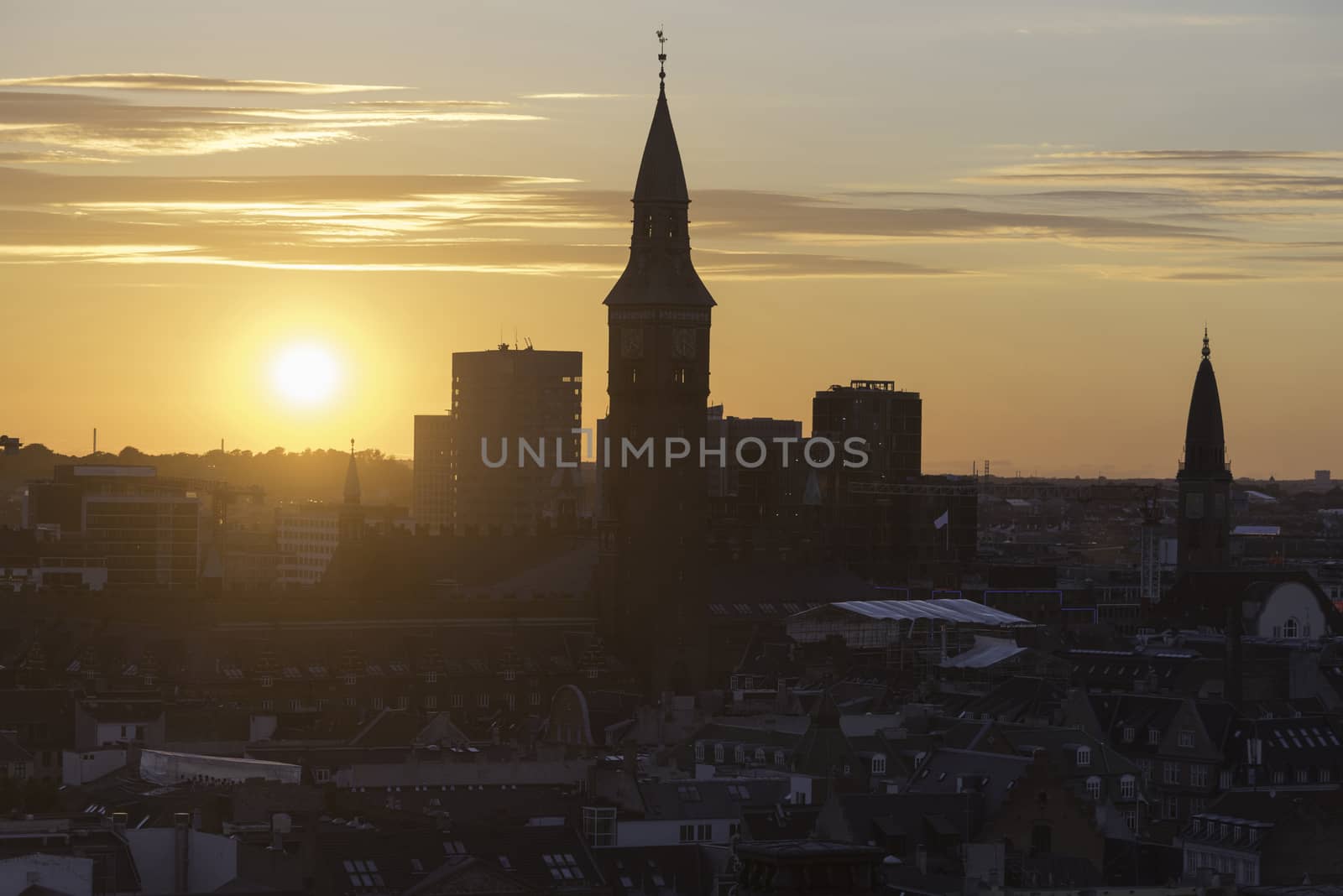 Skyline silhouette of Copenhagen at sunset by udompeter
