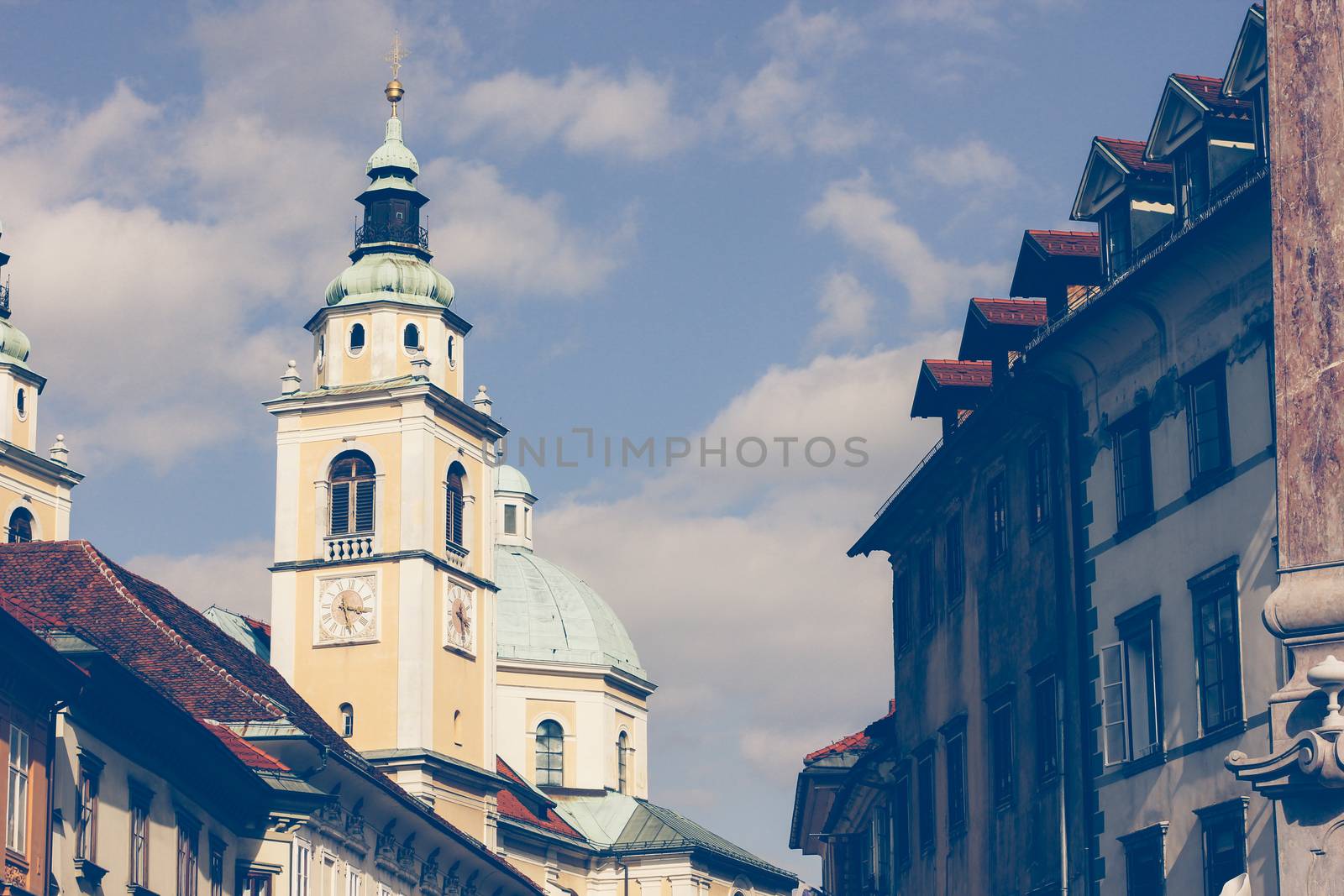 One of the central streets the city Ljubljana, Slovenia by sermax55