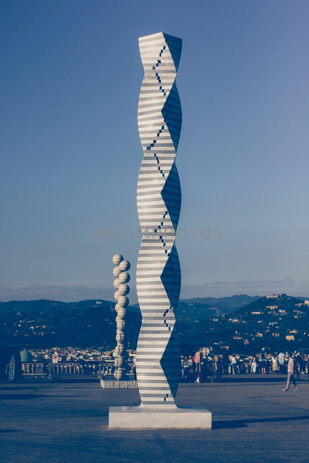 Statues Pillars on the square Michelangelo in Florence, Italy