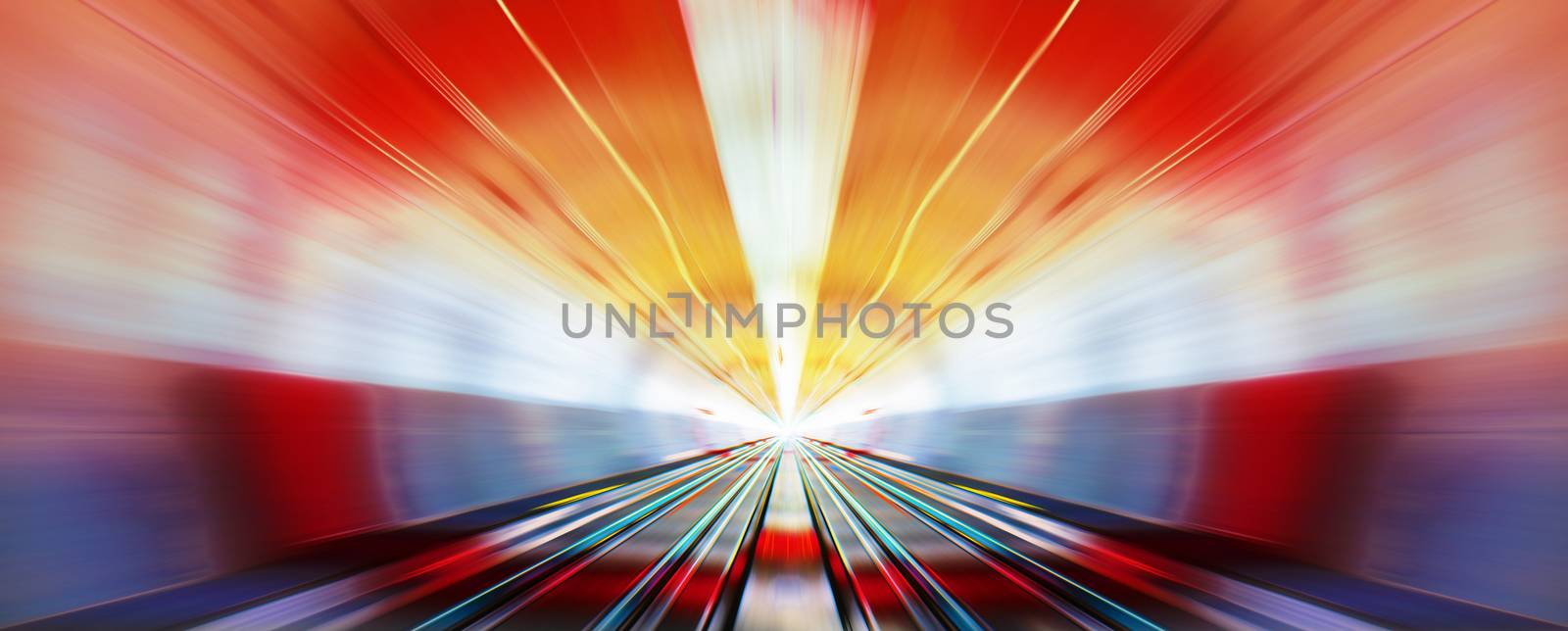 driving at high speed in subway - motion blur