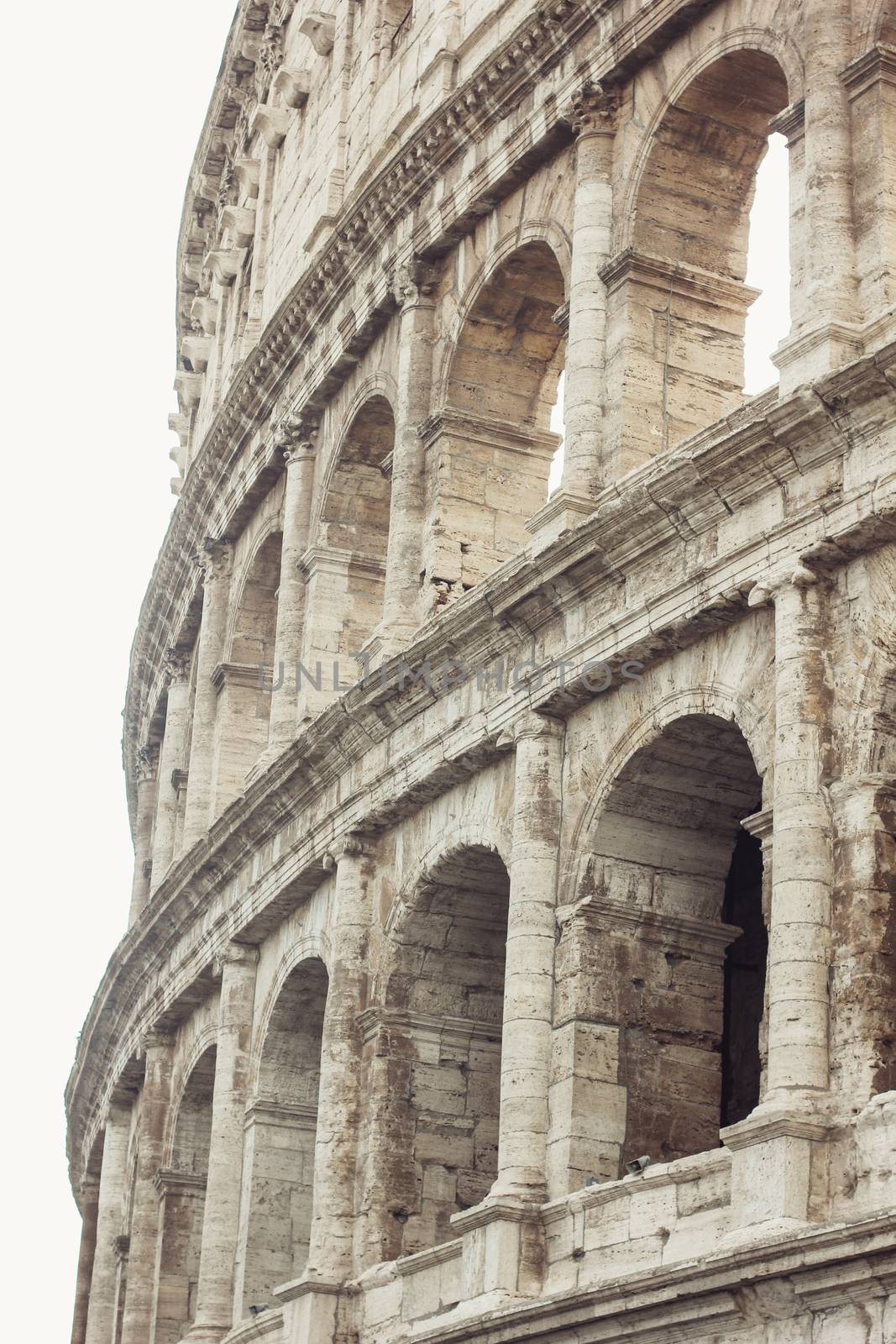 Colosseum, Rome Italy. Close-up of architectural structures