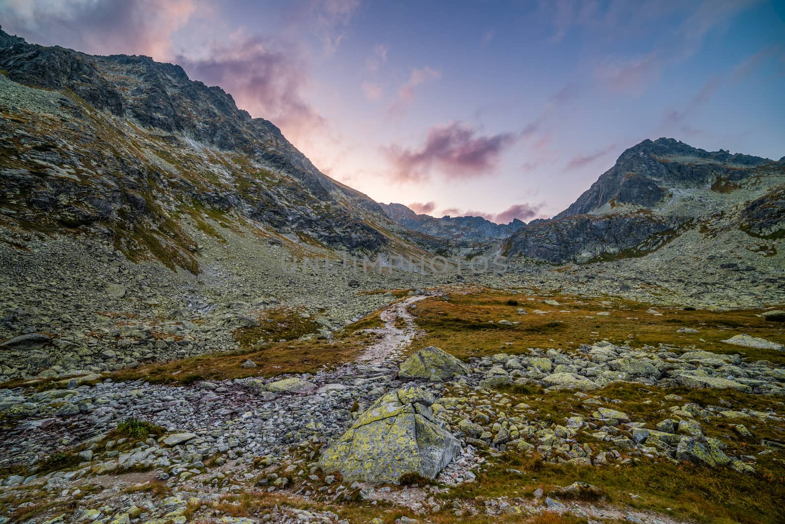 Mountain Landscape in the Evening. Mlynicka Valley, High Tatra, Slovakia.