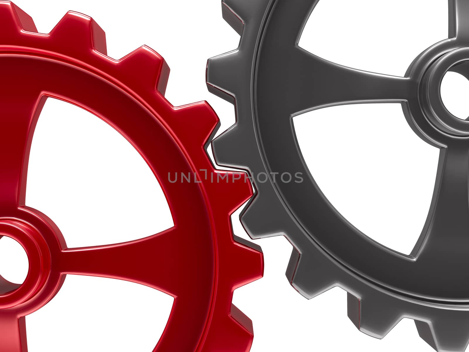 Two gears on white background. Isolated 3D image by ISerg