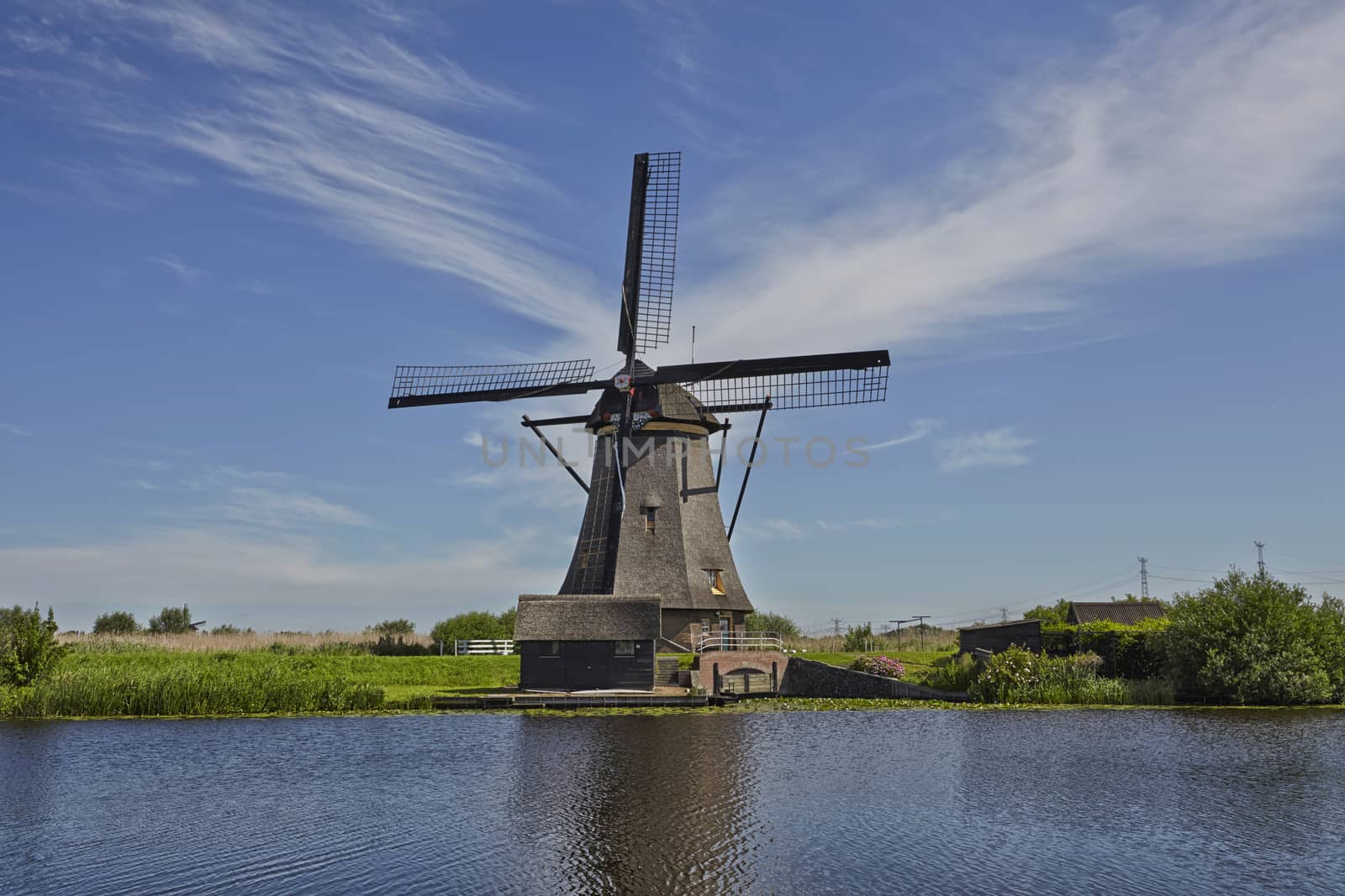 Ancient windmills build in 1740 near Kinderdijk, Netherlands
