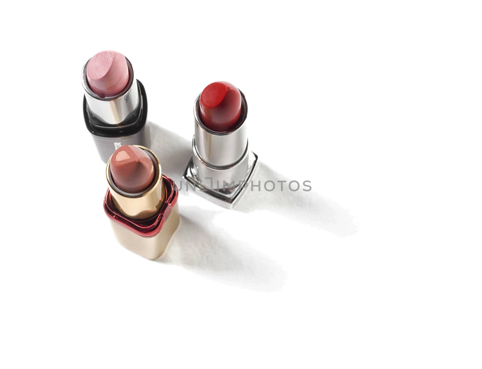 make up cosmetics isolated on white background, top view