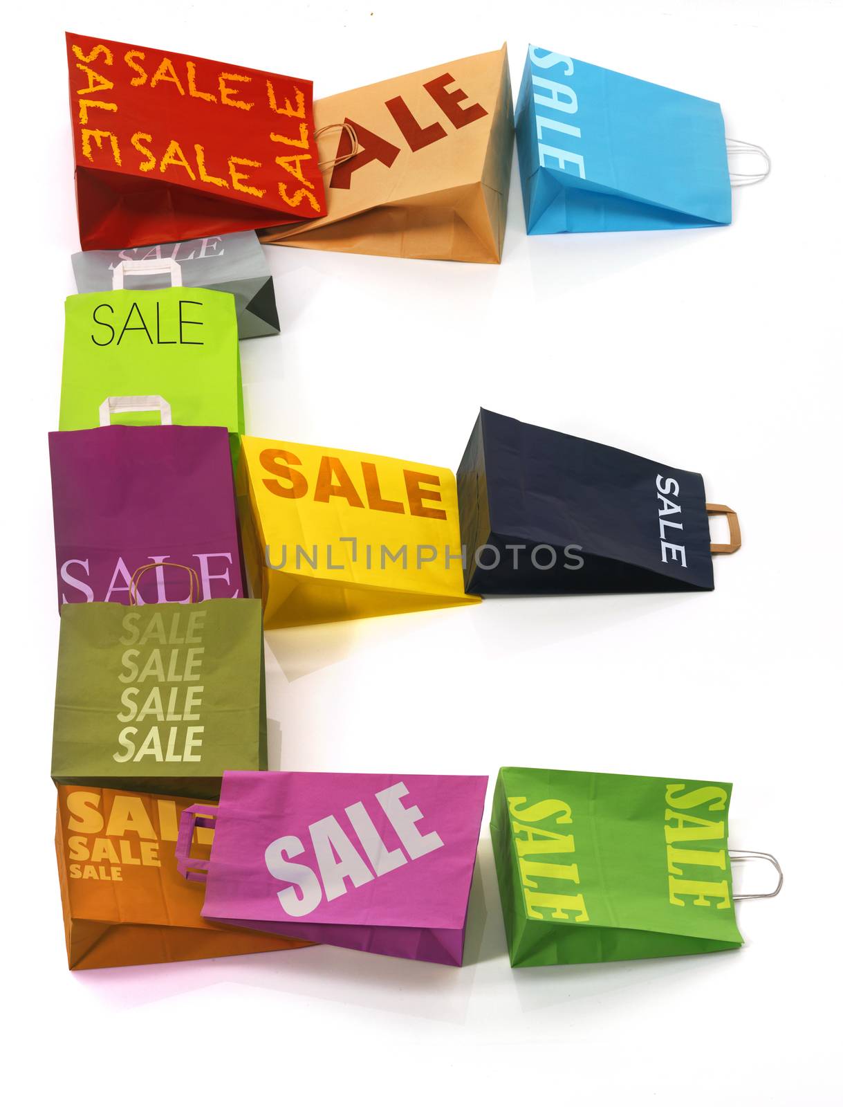 colorful shopping bags lettre E by janssenkruseproductions