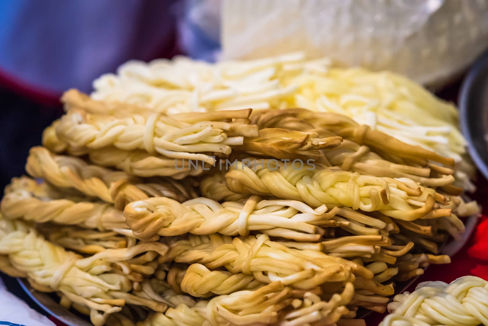 wicker smoked cheese selling on the counter