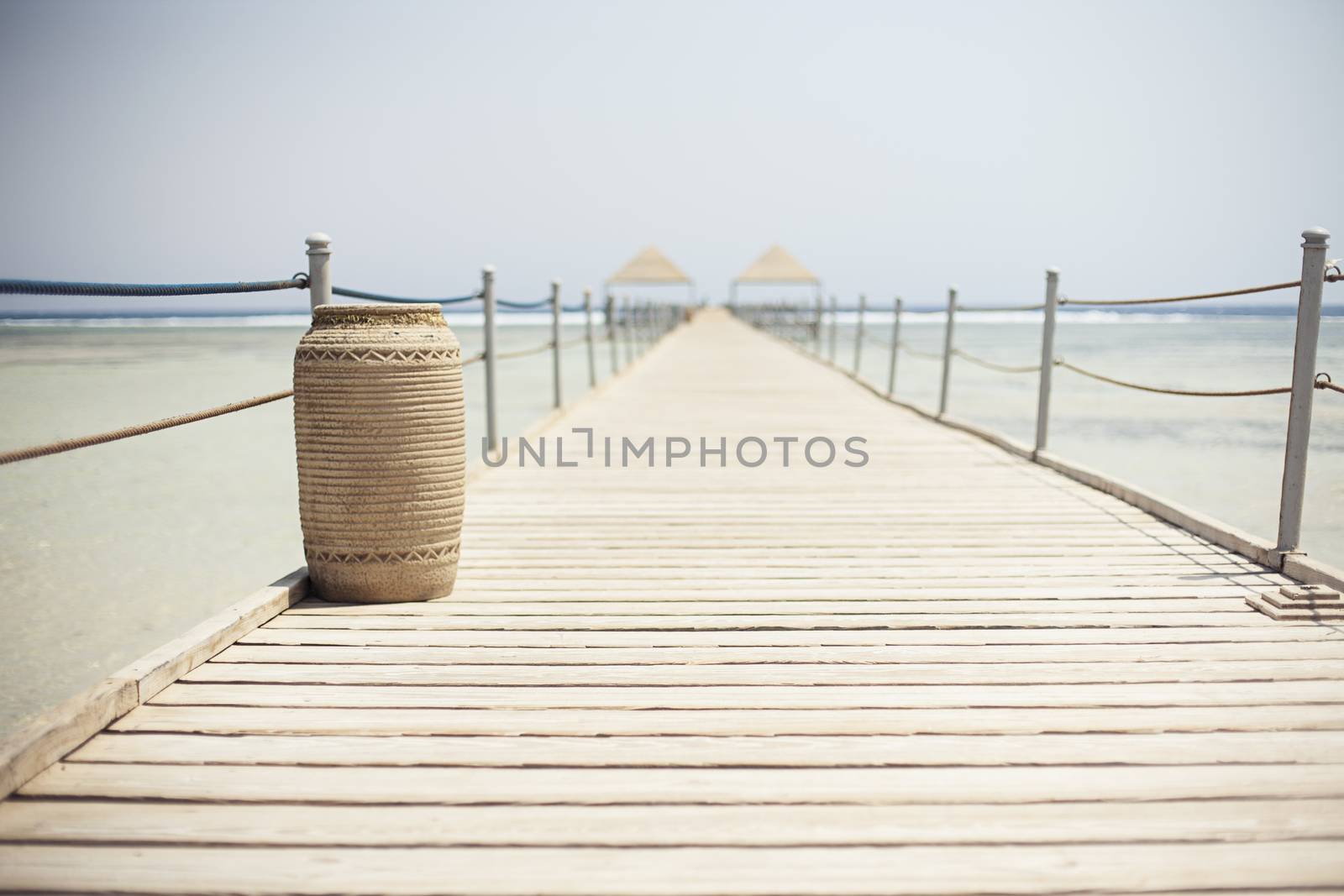 Wooden pontoon stretching into the Red sea in Sharm el Sheikh