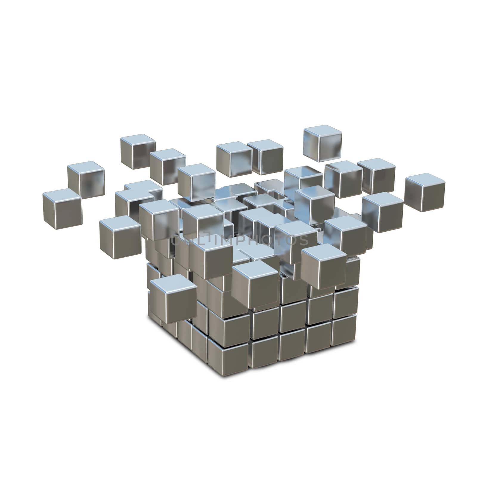 3D Illustration Collapsible Metal Cube by brux